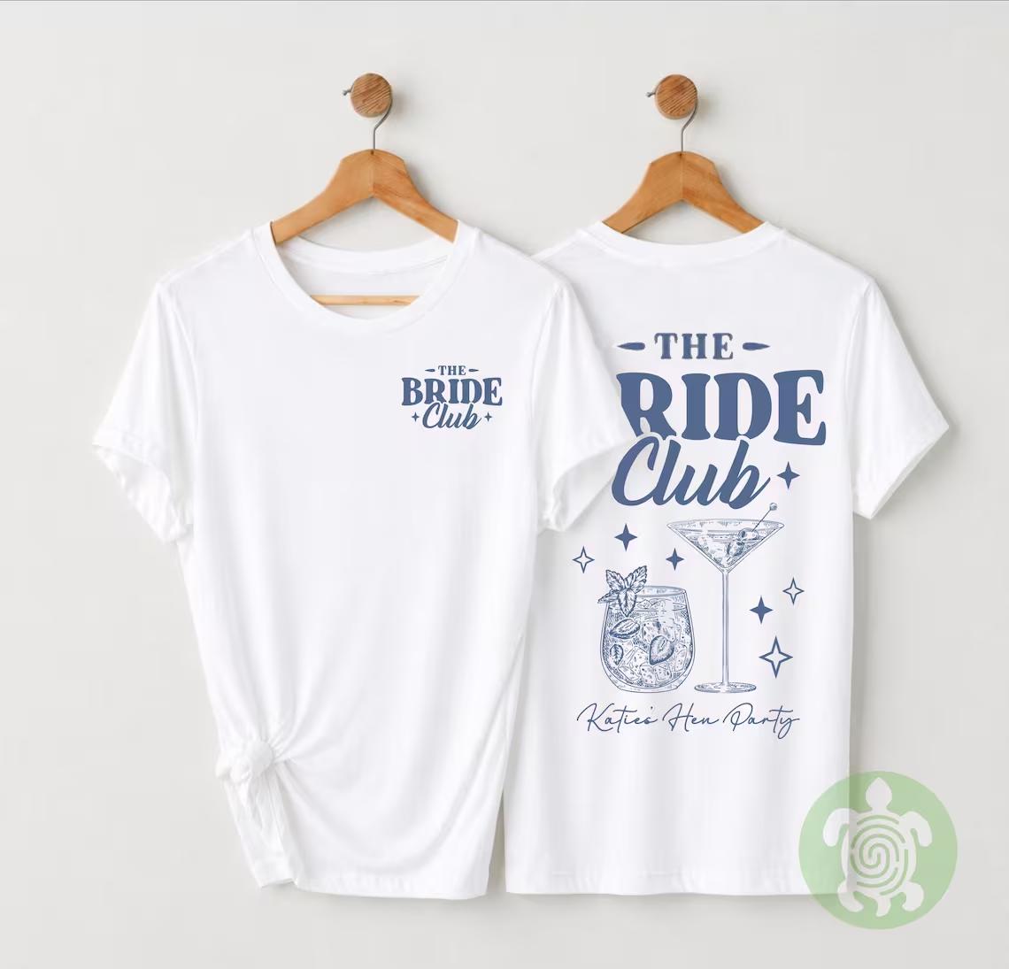 Matching Bride Club Cocktails T-shirt, Personalised Team Bride, Bachelorette Party Tshirts, Bridal Party Top, Bride To Be Tee, Hen Party
