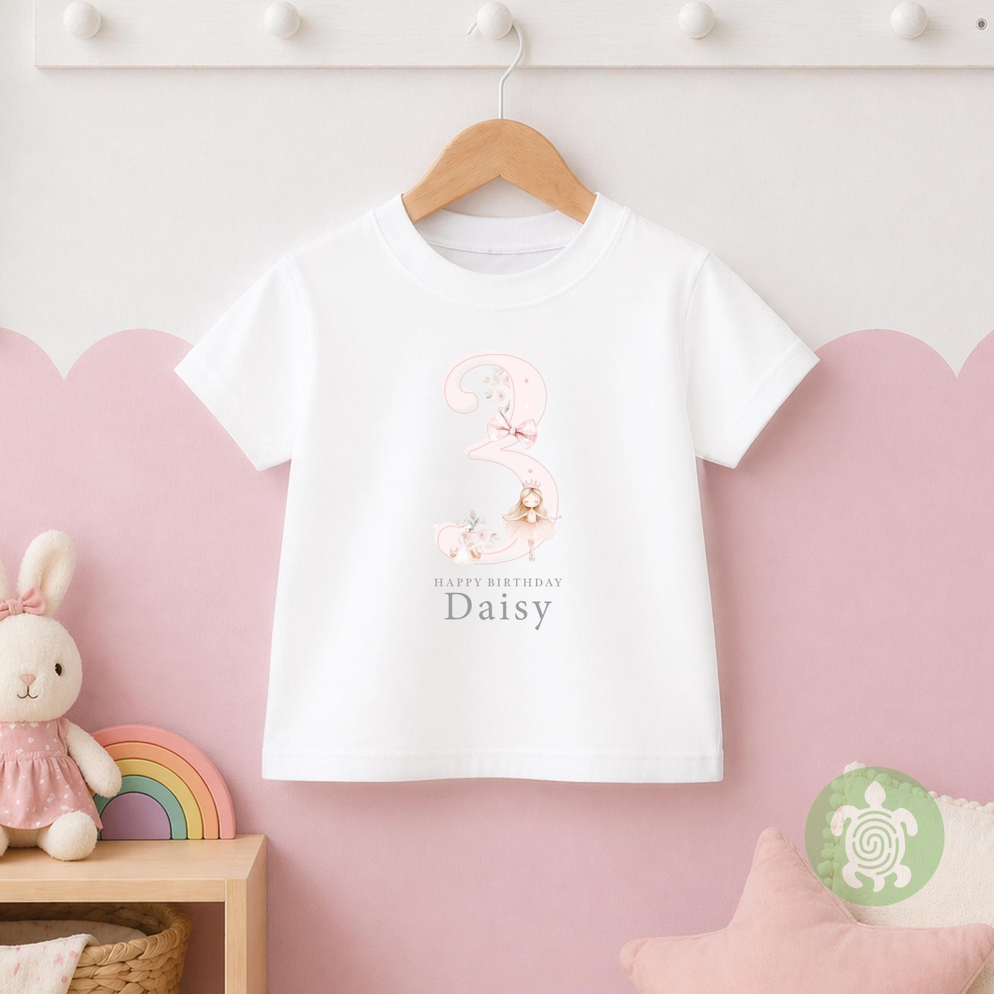 Ballerina Pink Shadow Happy Birthday Party T-shirt Top, Personalised 1st 2nd 3rd Birthday design, Birthday Outfit, First Second Birthday Tee