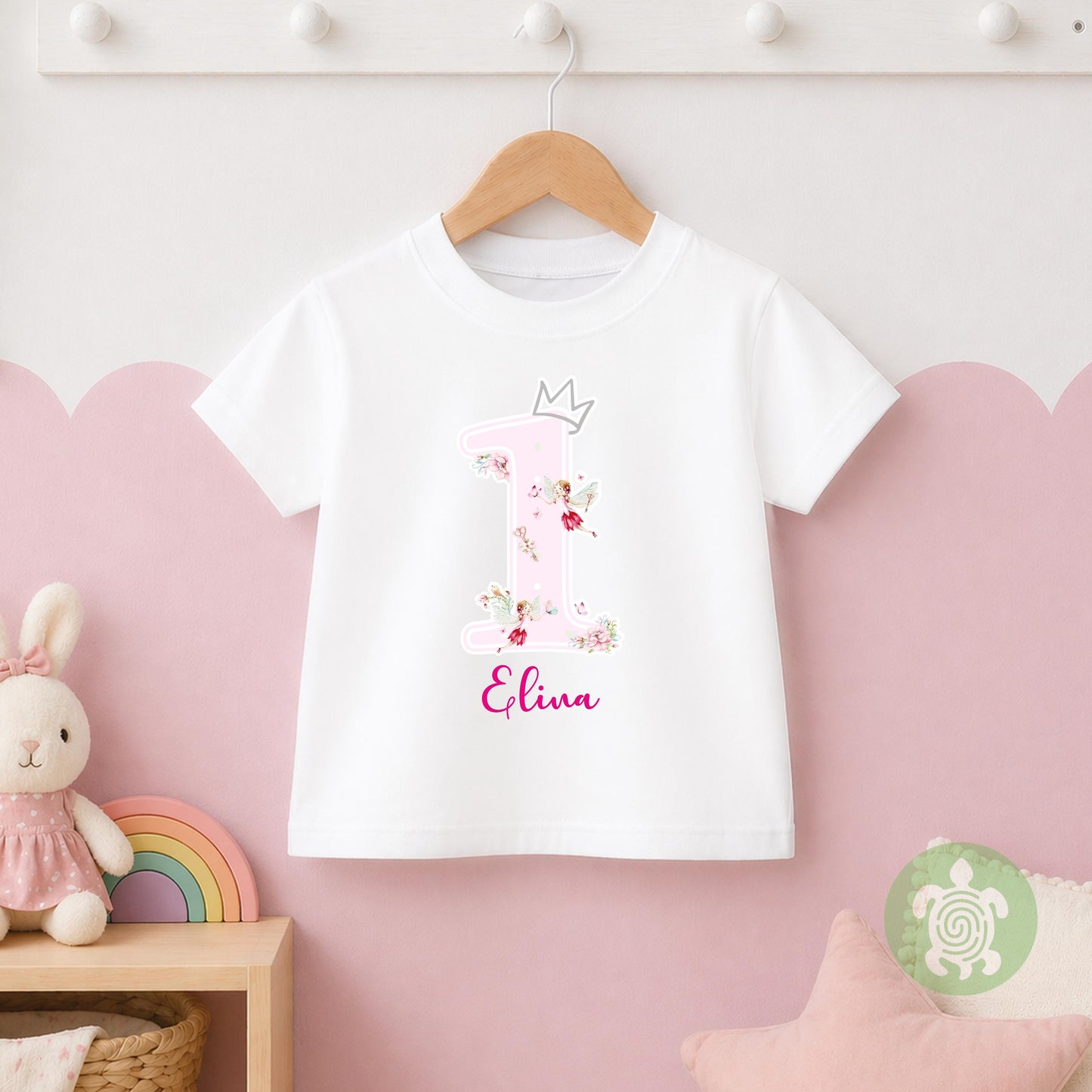 Watercolour Fairy theme 1st 2nd Birthday Party T-shirt Top, Personalised First Second Birthday design, Printed Children's Tee Any Age