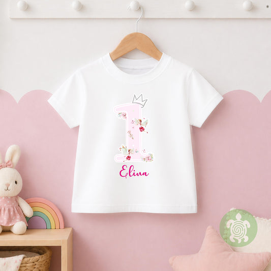 Watercolour Fairy theme 1st 2nd Birthday Party T-shirt Top, Personalised First Second Birthday design, Printed Children's Tee Any Age