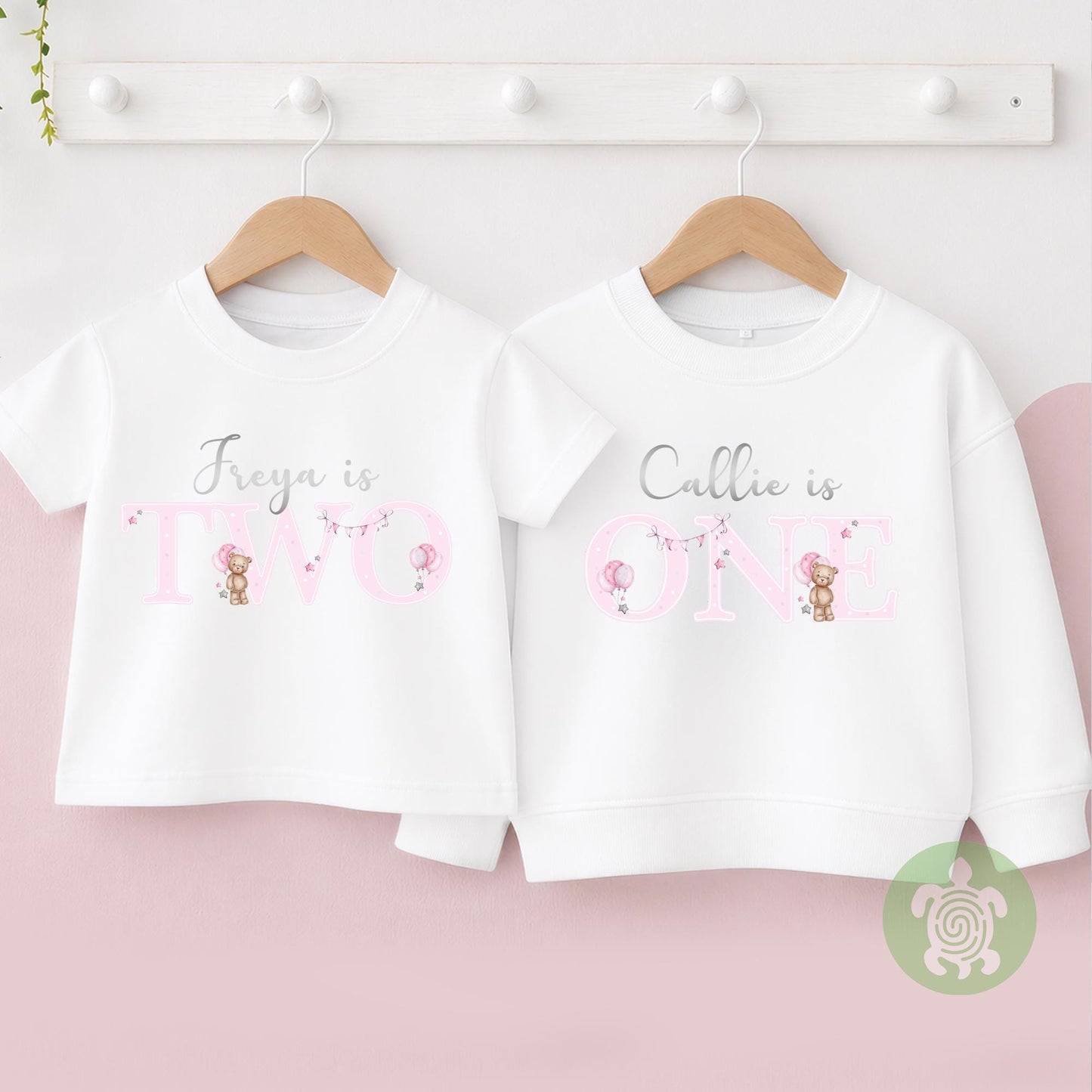 Pink Teddy Any Age, 1st Birthday Party Sweatshirt, Personalised First Birthday design Childs Jumper Sweatshirt Baby Girl Gift