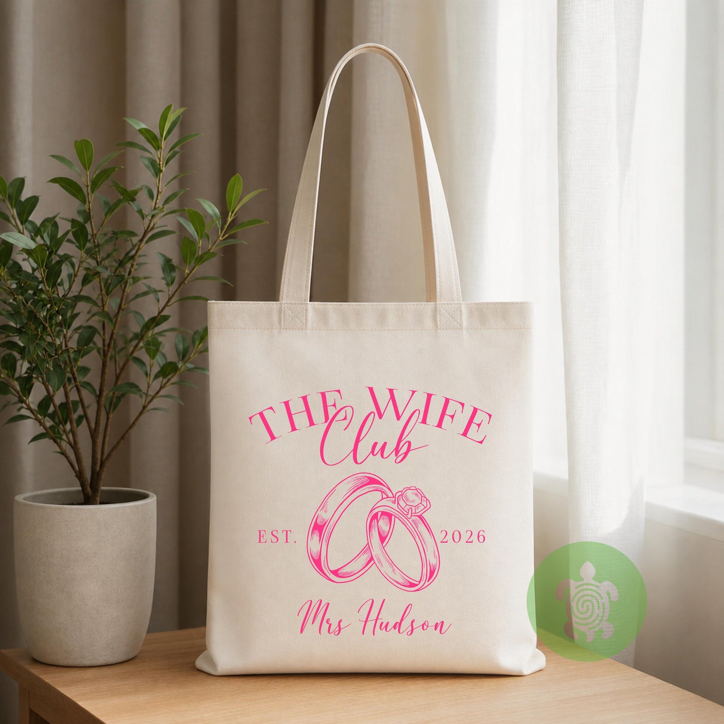 Personalised The Wife Club Tote Bag, Hand-Drawn Bridal Bag, Honeymoon Beach Bag, Newleywed Gift, Bride Present, Gift for her