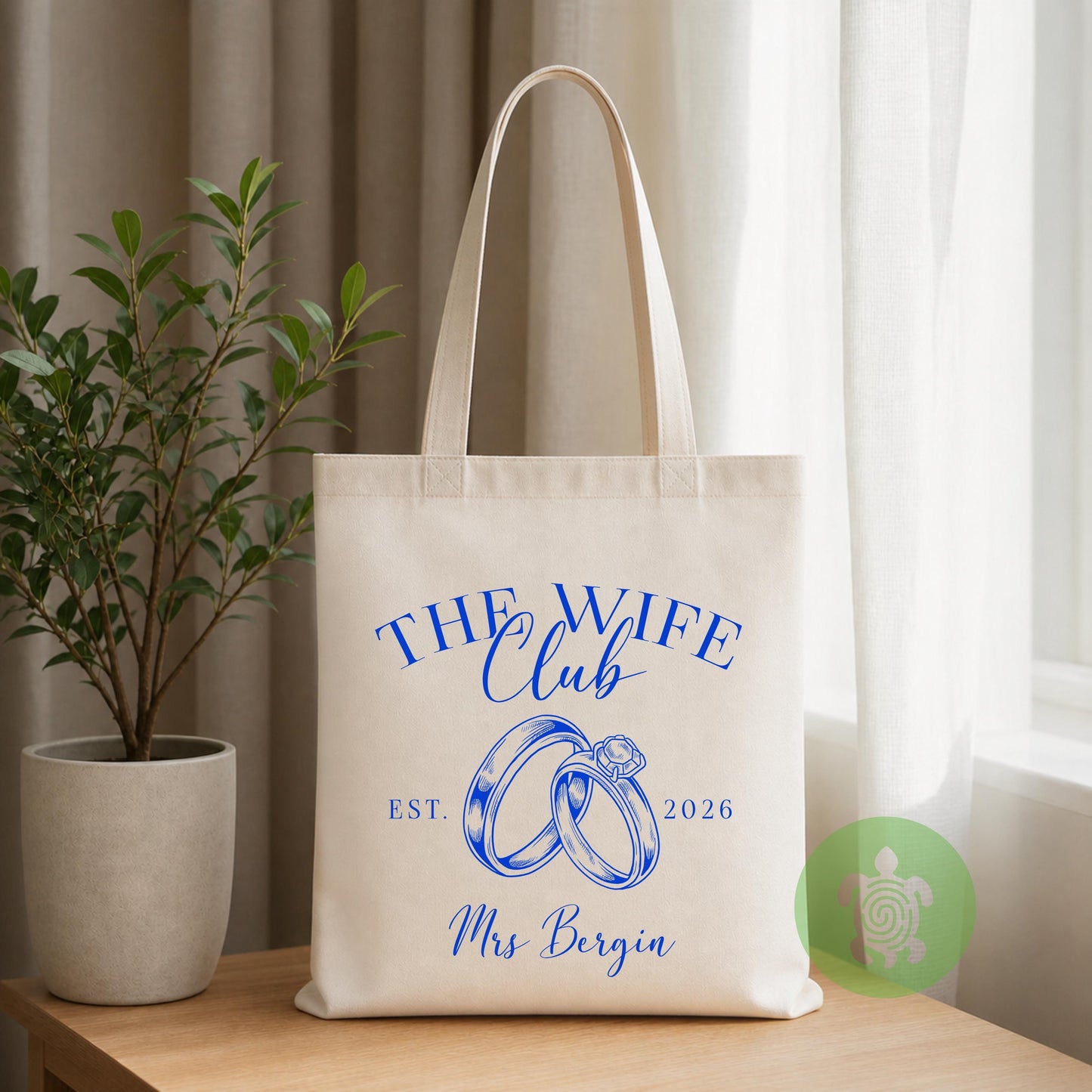 Personalised The Wife Club Tote Bag, Hand-Drawn Bridal Bag, Honeymoon Beach Bag, Newleywed Gift, Bride Present, Gift for her