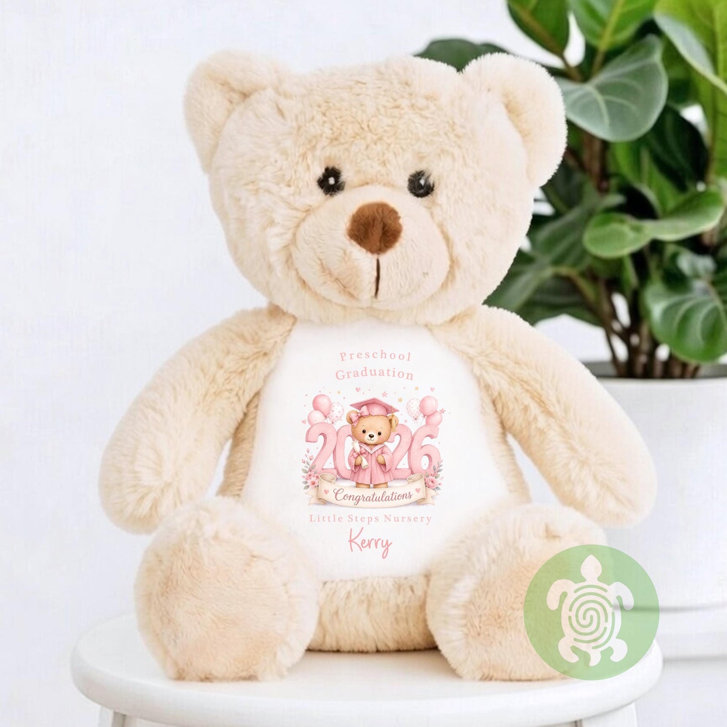 Personalised Pink Graduation Nursery with Year Bunny, Nursery Graduation Teddy, Personalised Last Day of Nursery, School Leavers