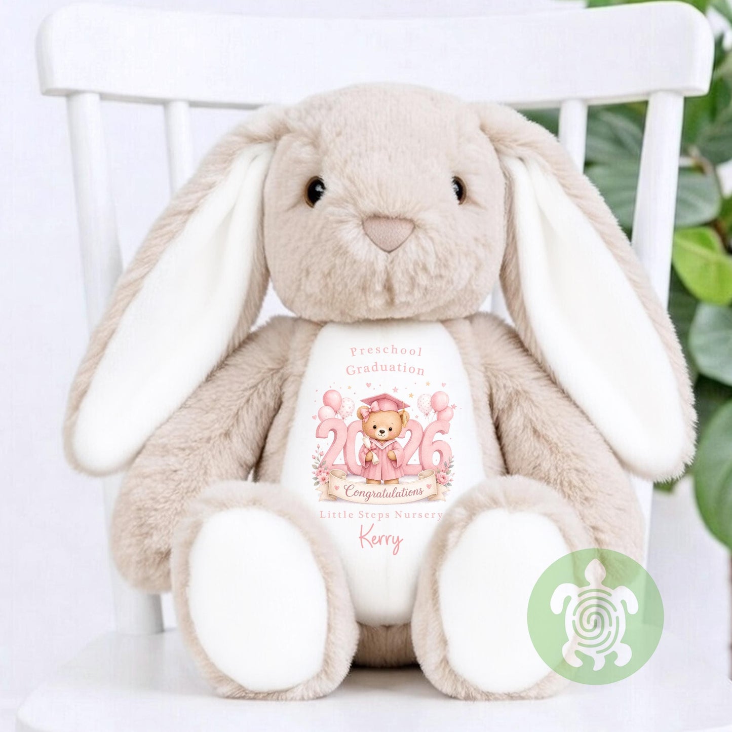 Personalised Pink Graduation Nursery with Year Bunny, Nursery Graduation Teddy, Personalised Last Day of Nursery, School Leavers