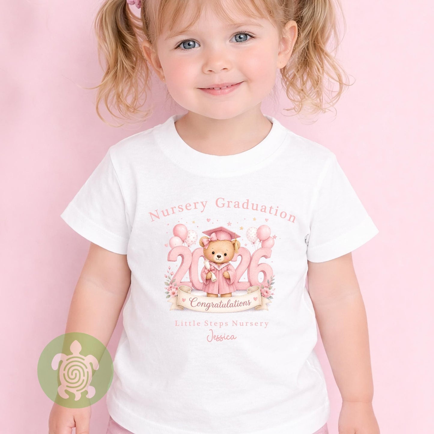 Personalised Pink Nursery Graduation Year Bunny & Top, Nursery Graduation Teddy, Personalised Last Day of Nursery, Nursery Leavers T Shirt