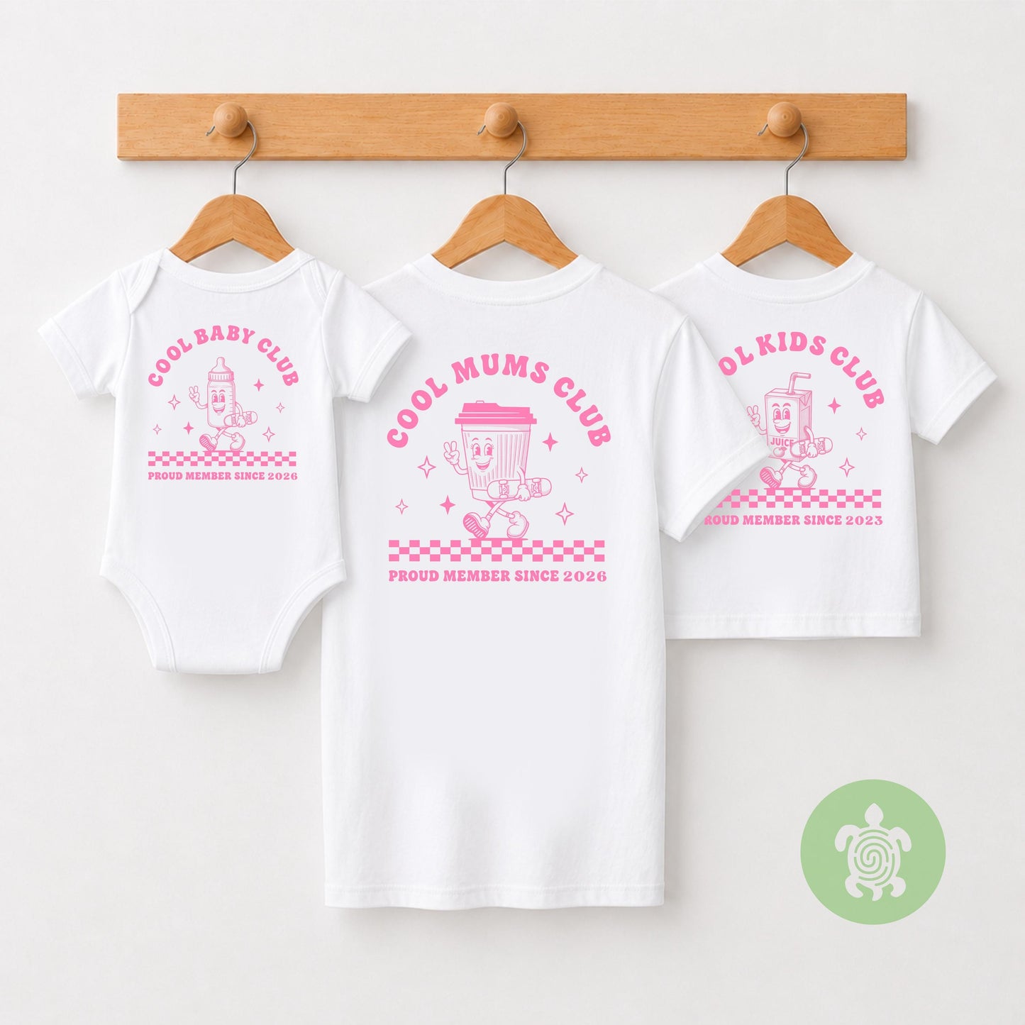 Matching Cool Mums Club T-Shirts, Cool Kids Club, Babygrow, Mother's Day, Mum Gift, Retro Style tshirt, Custom Est Date, Baby, New Mother