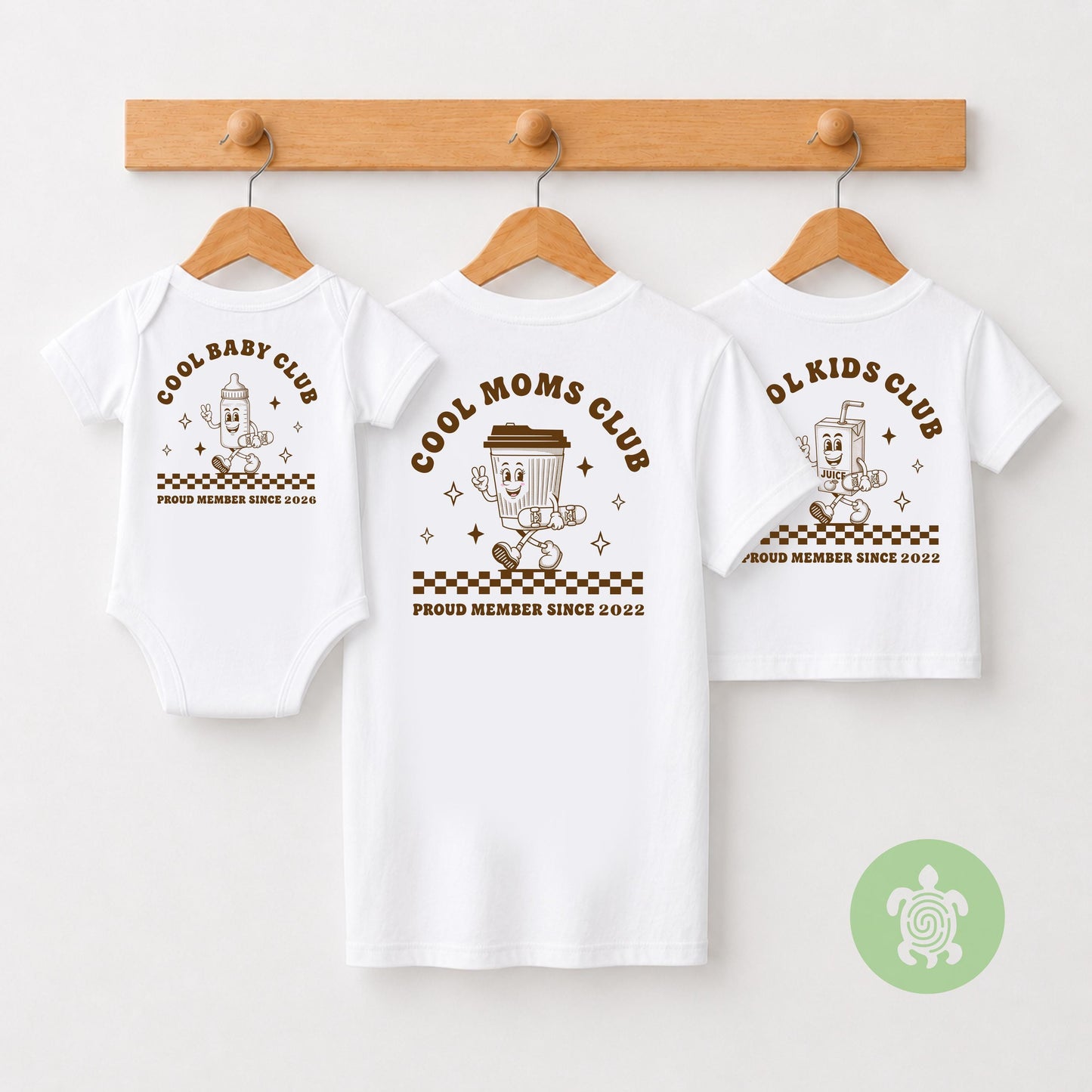 Matching Cool Mums Club T-Shirts, Cool Kids Club, Babygrow, Mother's Day, Mum Gift, Retro Style tshirt, Custom Est Date, Baby, New Mother