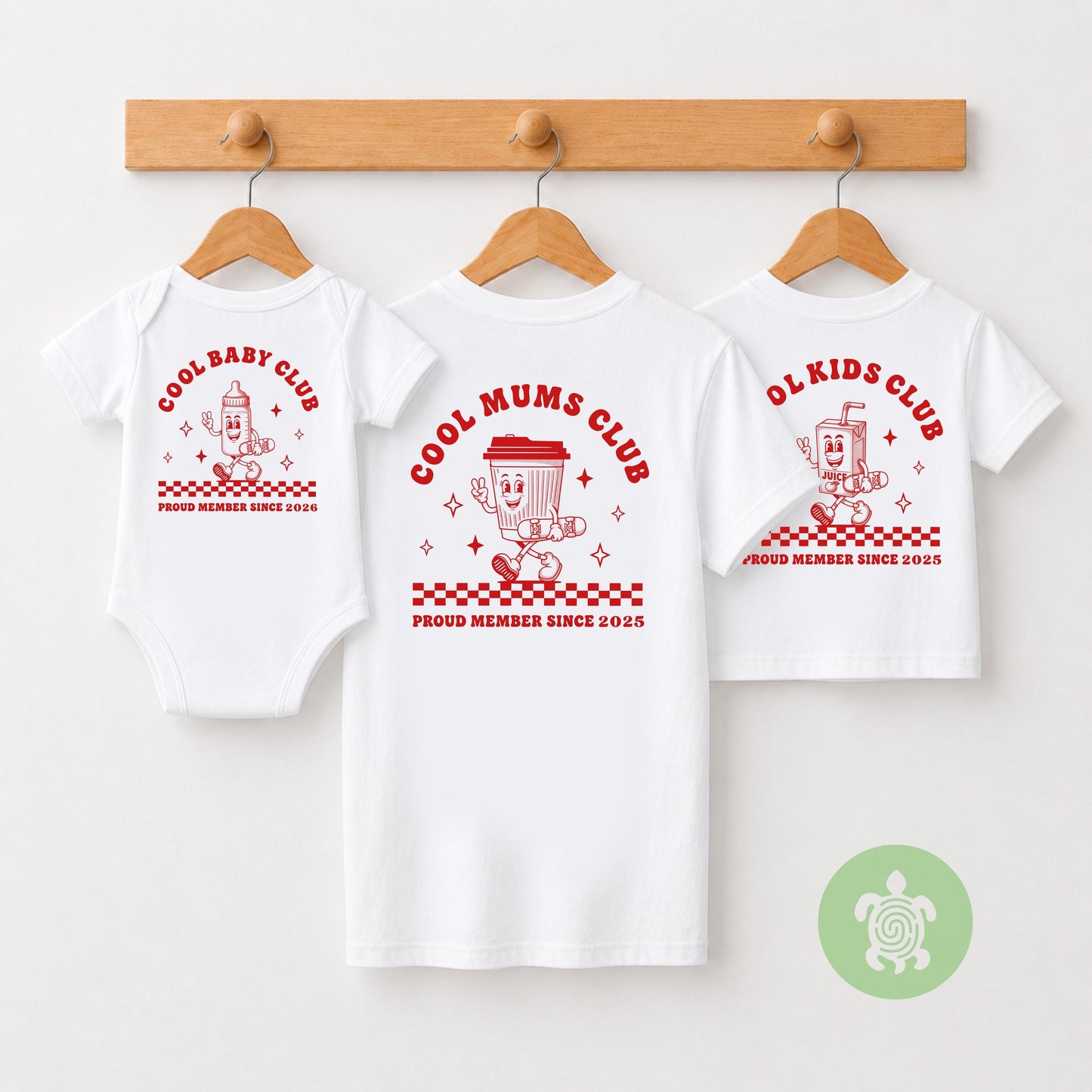 Matching Cool Mums Club T-Shirts, Cool Kids Club, Babygrow, Mother's Day, Mum Gift, Retro Style tshirt, Custom Est Date, Baby, New Mother