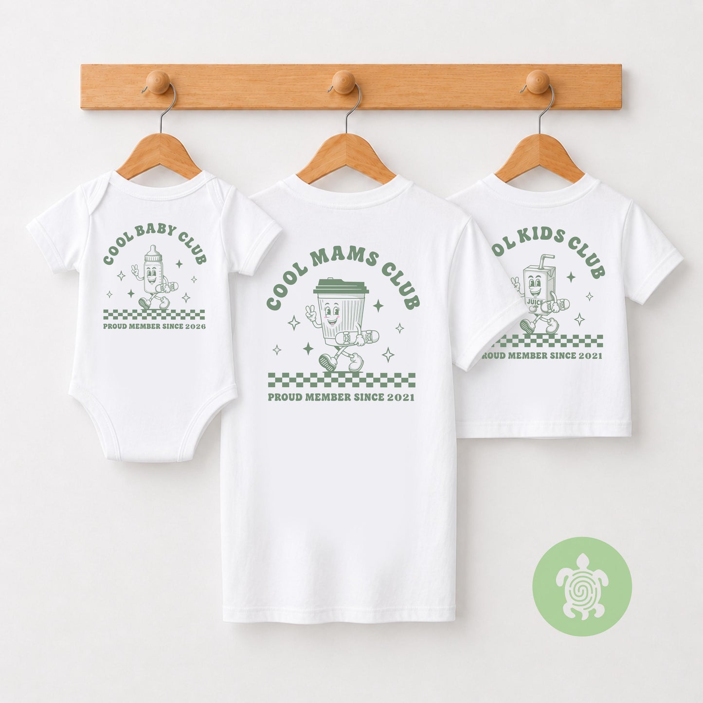 Matching Cool Mums Club T-Shirts, Cool Kids Club, Babygrow, Mother's Day, Mum Gift, Retro Style tshirt, Custom Est Date, Baby, New Mother