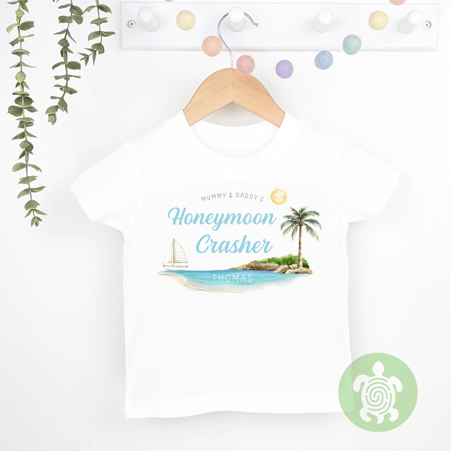 Personalised Mummy & Daddy's Honeymoon Crasher T-shirt, Babygrow, Sweatshirt, First Time Flyer, Summer Holiday Outfit, Gatecrasher, Kids Top