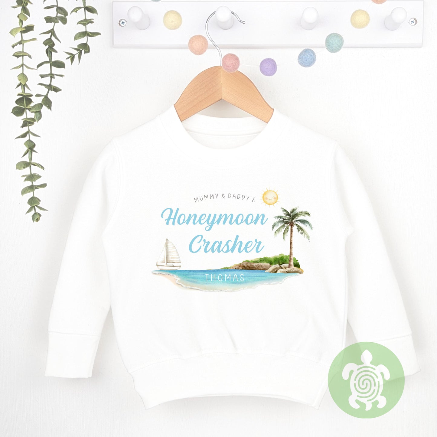 Personalised Mummy & Daddy's Honeymoon Crasher T-shirt, Babygrow, Sweatshirt, First Time Flyer, Summer Holiday Outfit, Gatecrasher, Kids Top