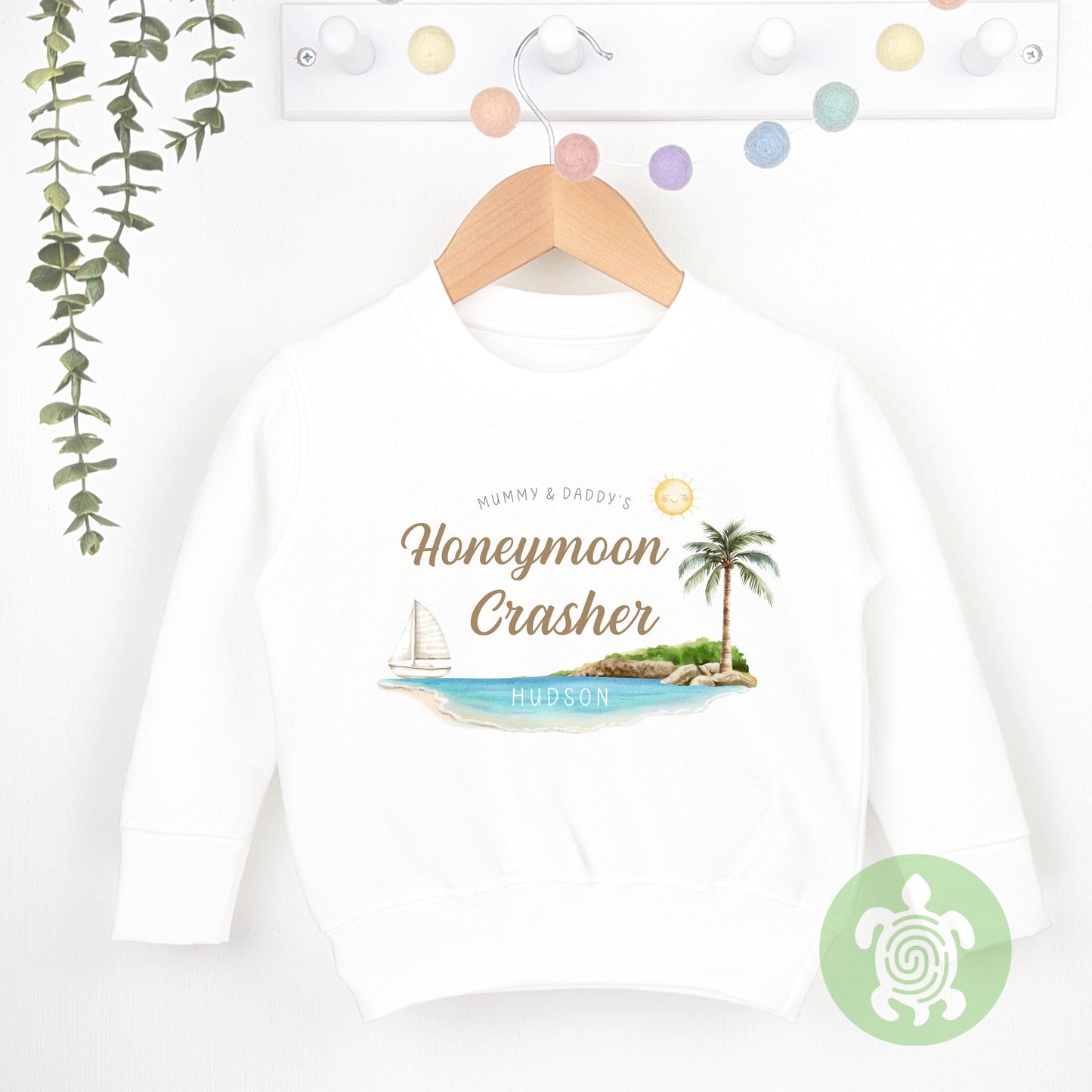 Personalised Mummy & Daddy's Honeymoon Crasher T-shirt, Babygrow, Sweatshirt, First Time Flyer, Summer Holiday Outfit, Gatecrasher, Kids Top