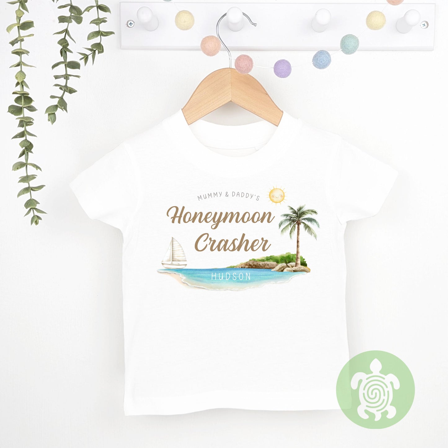 Personalised Mummy & Daddy's Honeymoon Crasher T-shirt, Babygrow, Sweatshirt, First Time Flyer, Summer Holiday Outfit, Gatecrasher, Kids Top