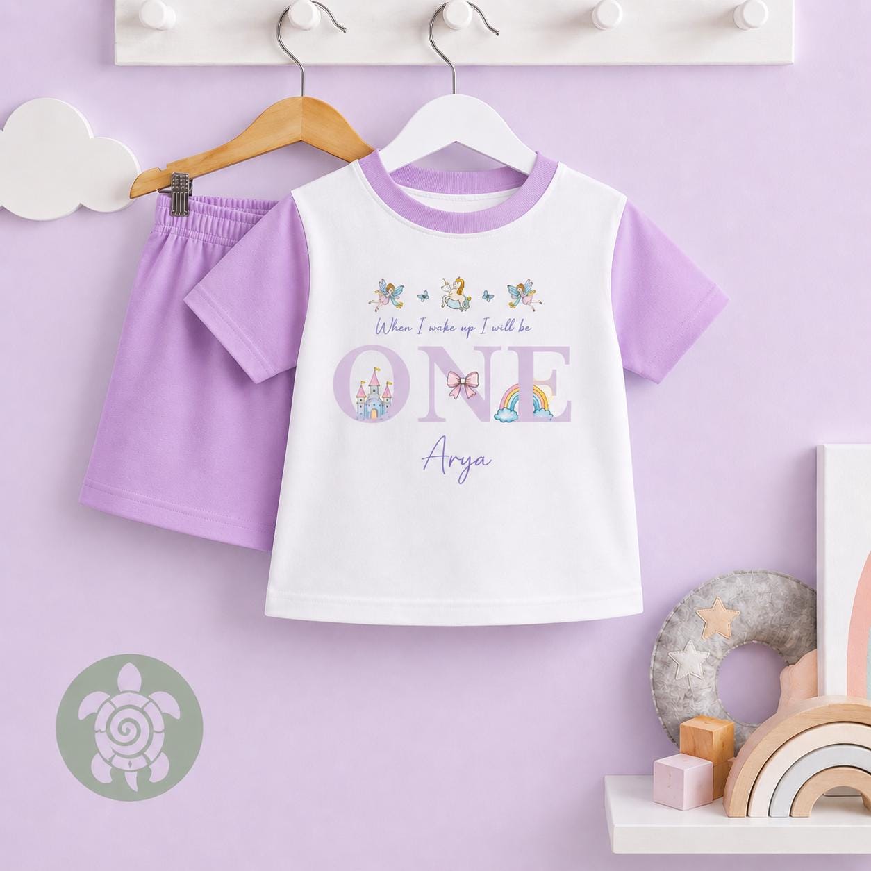 Purple Themed Any Age Birthday Shorts & T-shirt Personalised Kids Outfit Birthday Morning Set, Cotton Clothing Set Tight-fitting style