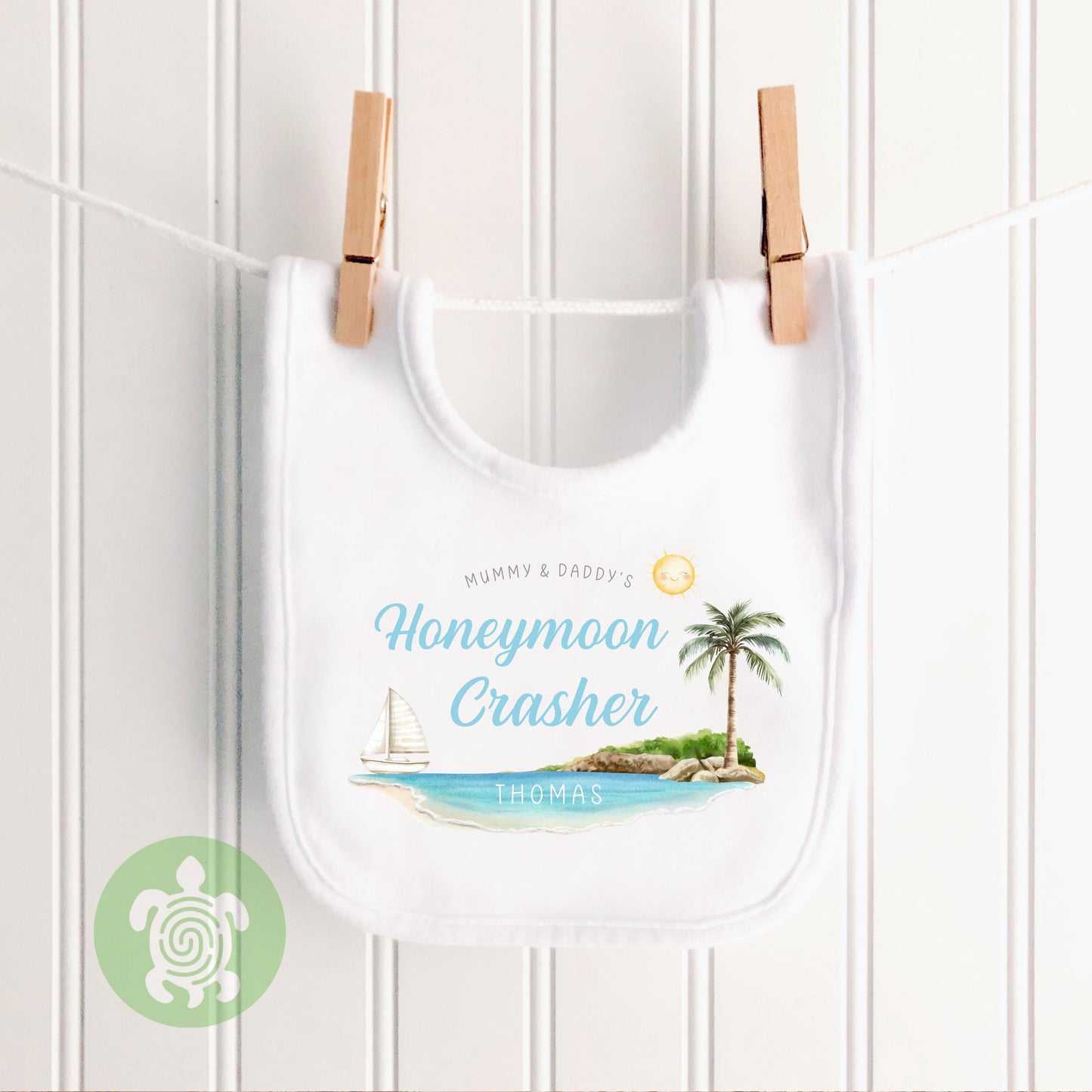 Personalised Mummy & Daddy's Honeymoon Crasher T-shirt, Babygrow, Sweatshirt, First Time Flyer, Summer Holiday Outfit, Gatecrasher, Kids Top