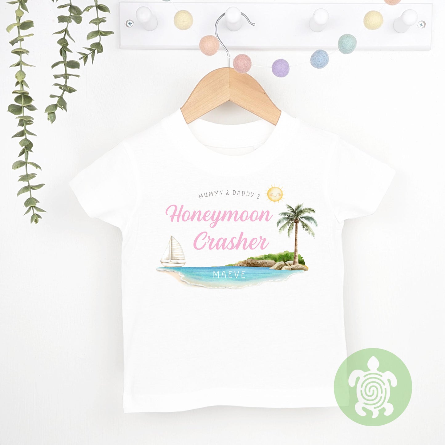 Personalised Mummy & Daddy's Honeymoon Crasher T-shirt, Babygrow, Sweatshirt, First Time Flyer, Summer Holiday Outfit, Gatecrasher, Kids Top