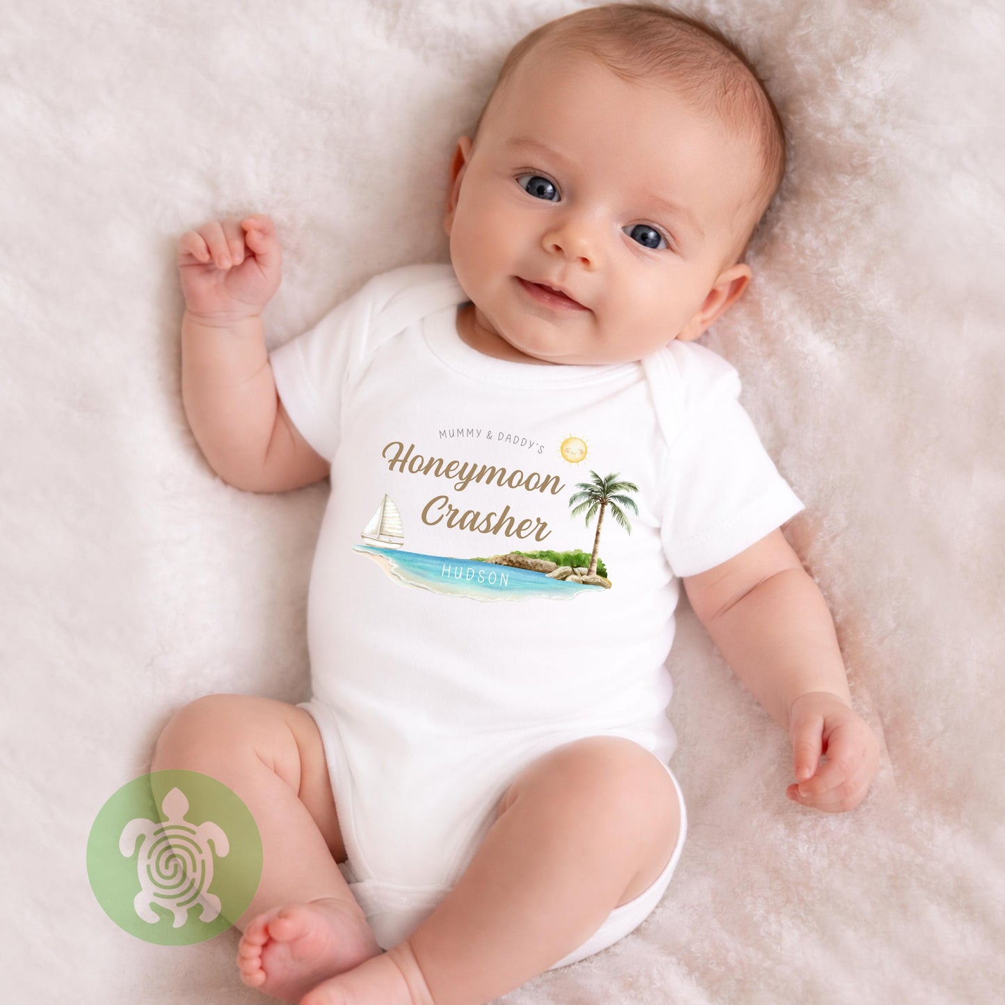 Personalised Mummy & Daddy's Honeymoon Crasher T-shirt, Babygrow, Sweatshirt, First Time Flyer, Summer Holiday Outfit, Gatecrasher, Kids Top