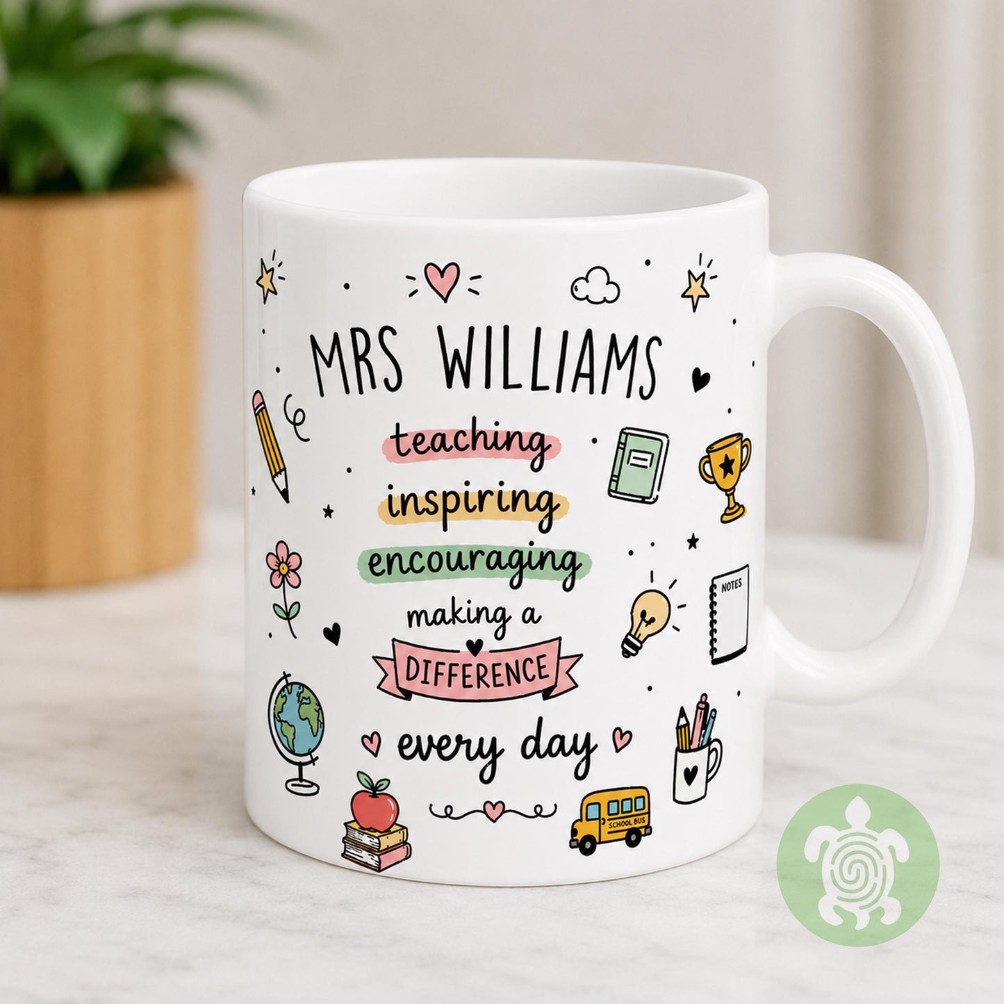 Personalised Bright Teachers Mug, Thank You Gift, Teacher Mug With Name, Teacher Appreciation, Gift End of Term, Gift Class Gift,