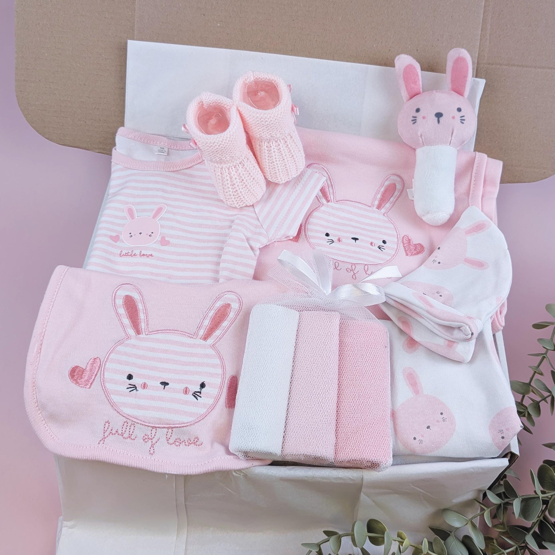 Pink Baby girl 10 piece Gift Set | Baby Hamper | Baby Girl Hamper | Baby Shower | Baby Sleepsuit | Baby Gift | Newborn Gift | Newborn Set