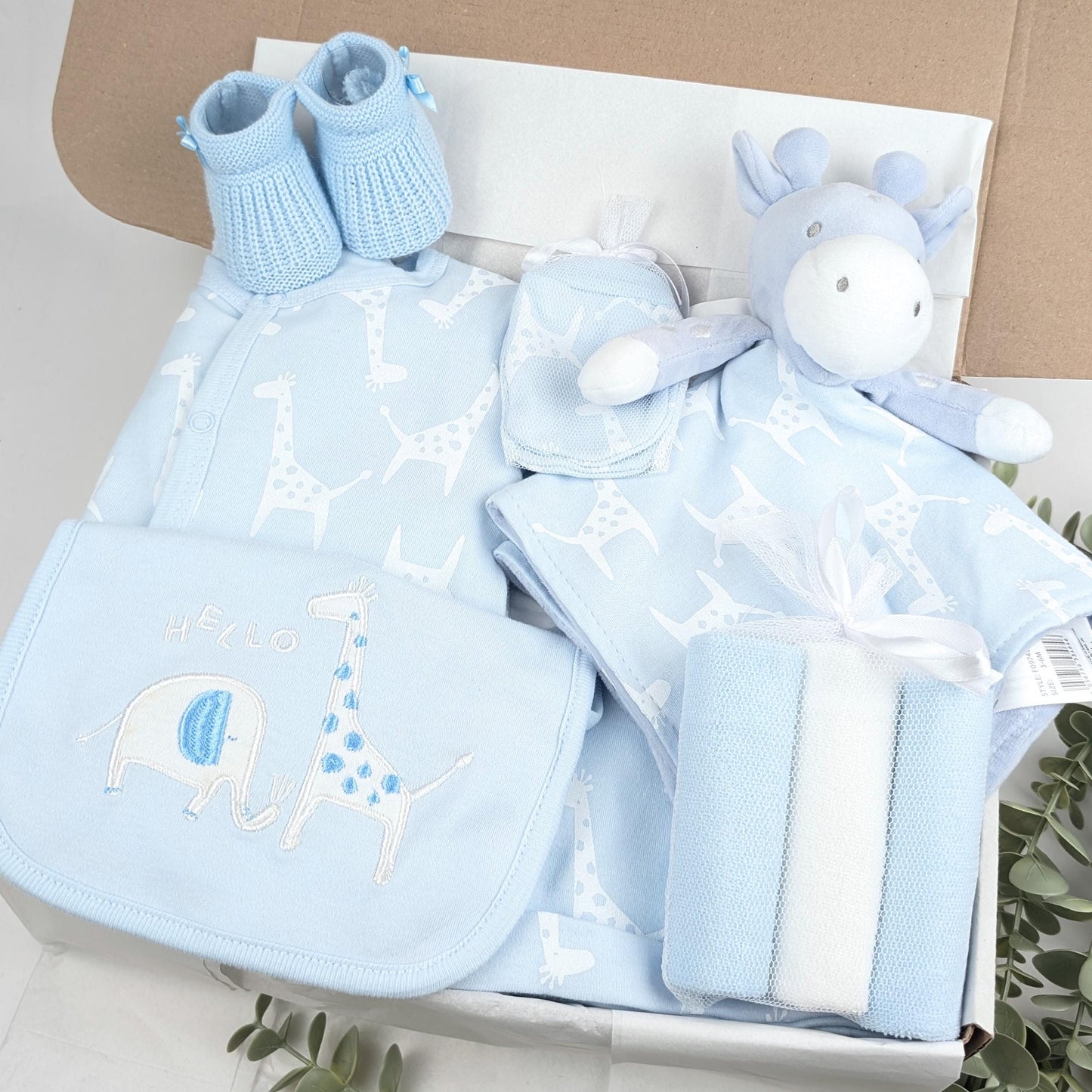 Baby Blue Newborn Baby 10 Gift Set | Baby Hamper | Baby Shower | Baby Sleepsuit | Baby Gift | Newborn Boy | Newborn Baby | Hello Baby Book