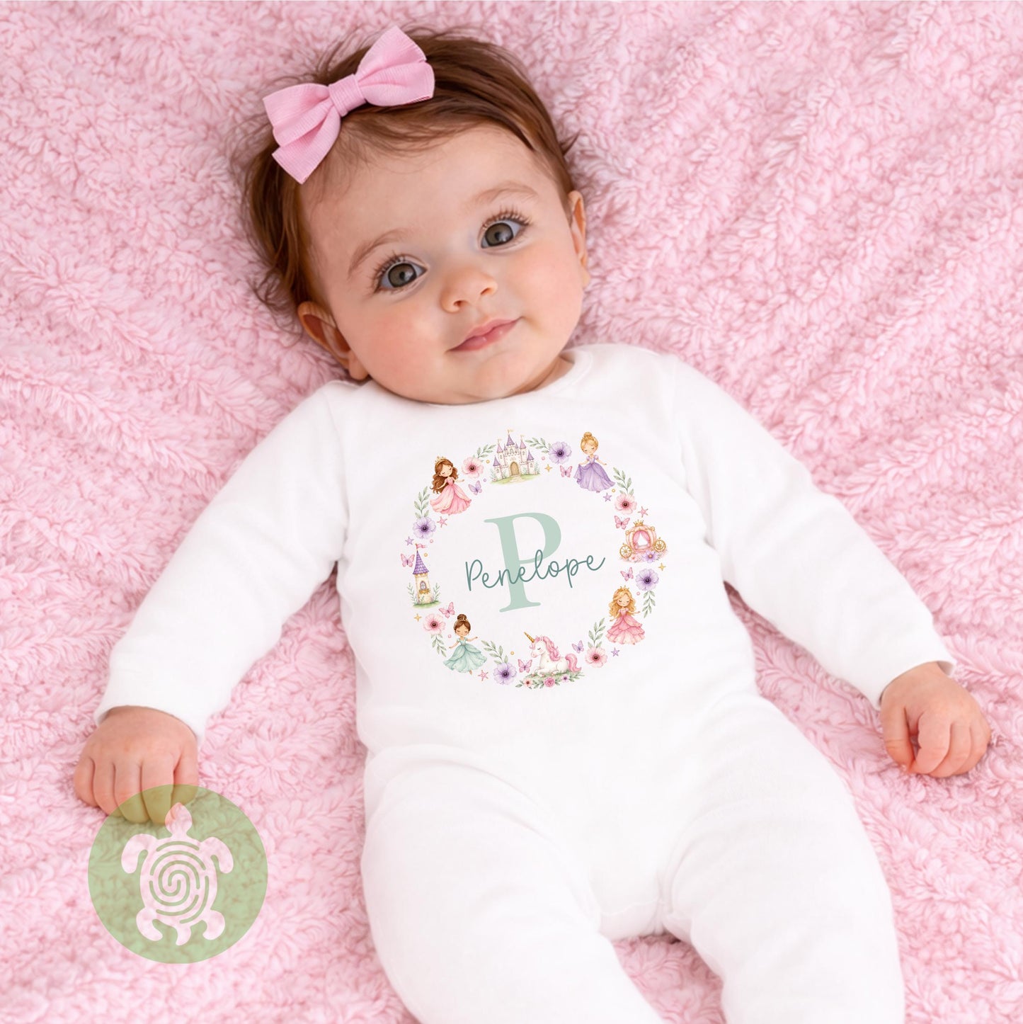 Personalised Princess T-shirt | Custom Princess Name Sweatshirt | Personalised Baby Vest, Sleepsuit & Bib | Floral Initial Girls Gift