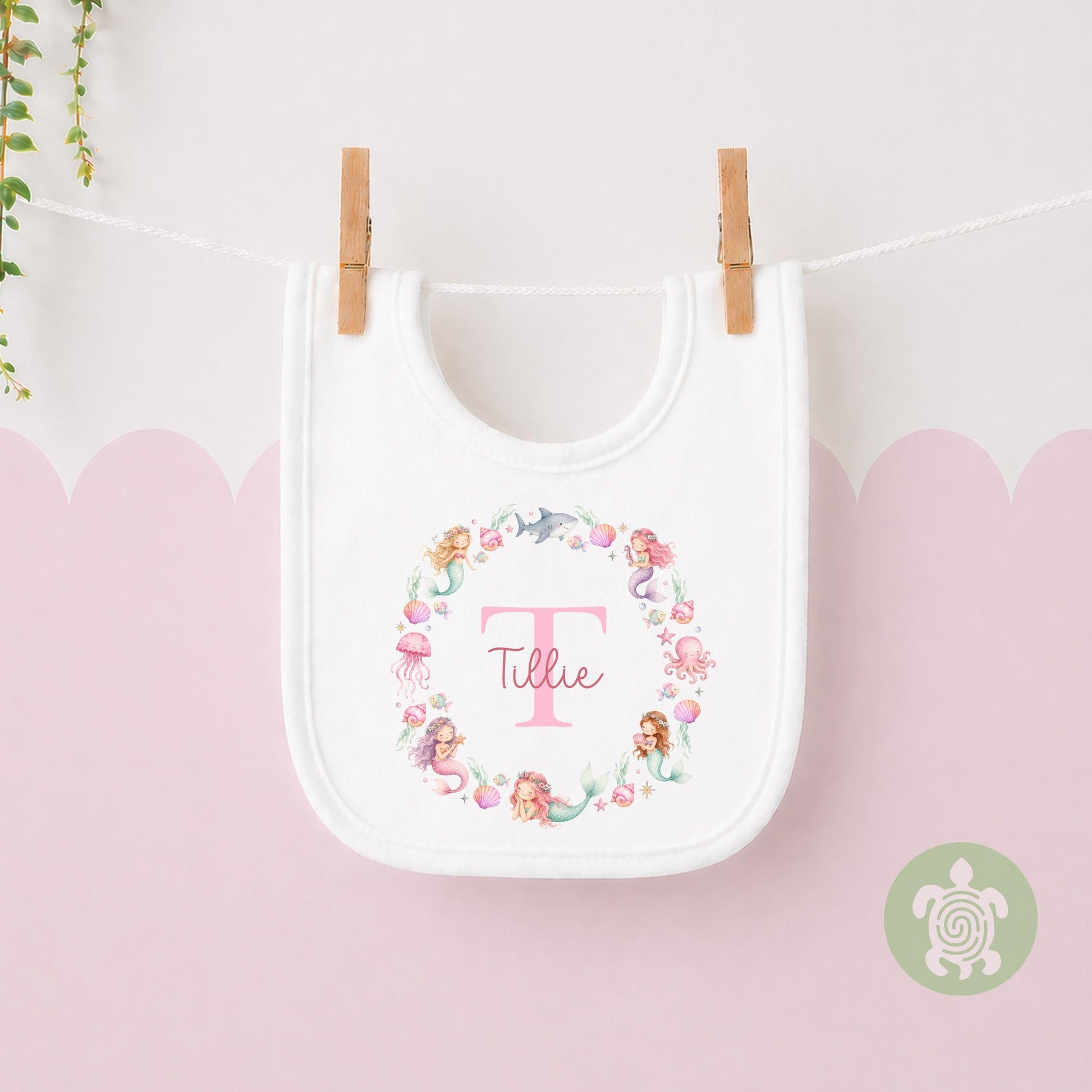 Personalised Mermaid T-shirt | Custom Mermaid Name Sweatshirt | Personalised Baby Vest, Sleepsuit & Bib | Floral Initial Girls Gift