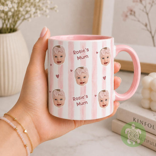 Personalised Baby Face Mug, Mum Dad Mug, Parents Coffee, Birthday Mugs, Gift for New Dad, Grandad Gift With Kids Photo, Best Uncle Auntie