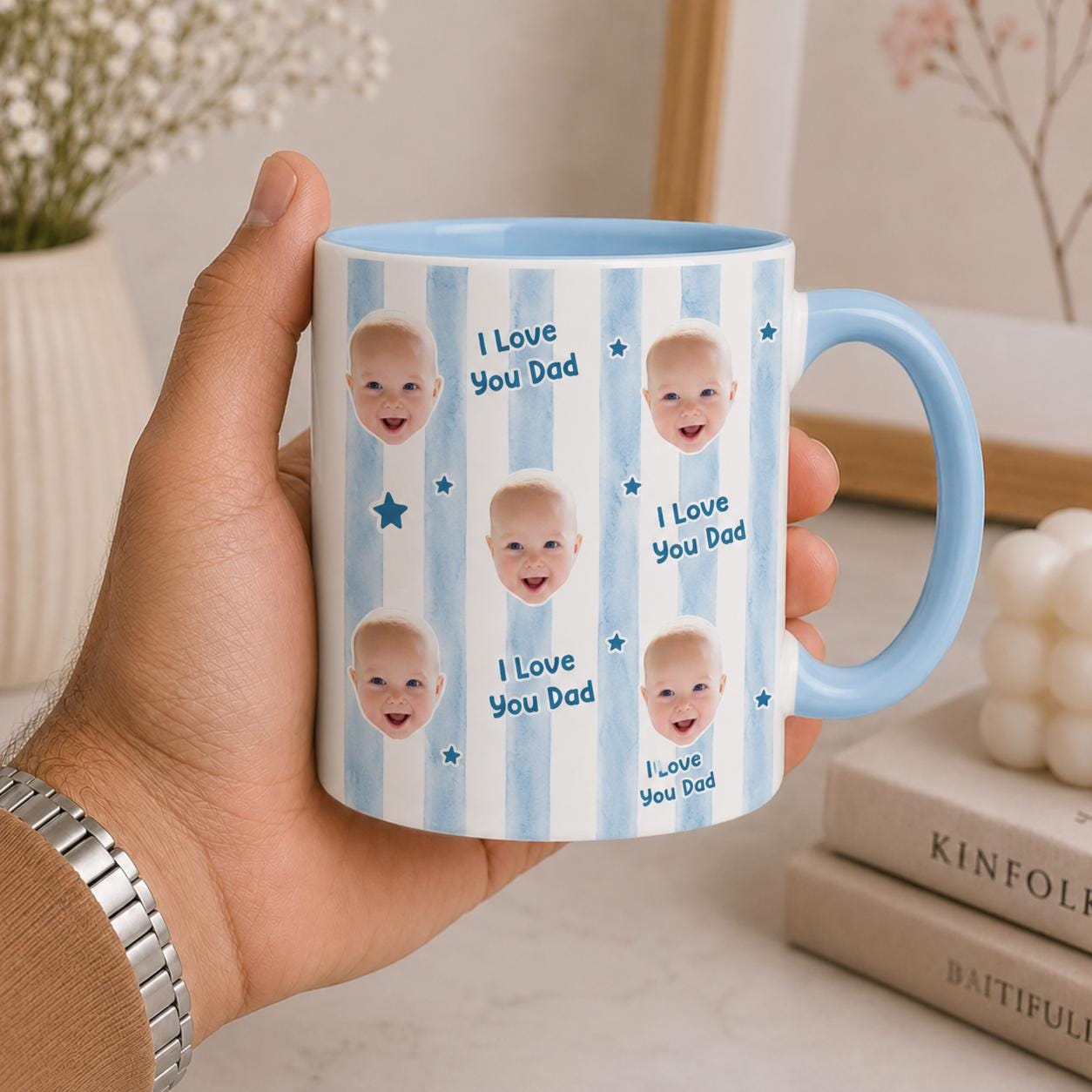 Personalised Baby Face Mug, Daddy Mummy Mug, Photo Mug, Birthday Mugs, Gift for New Dad, Grandad Gift With Kids Photo, Best Uncle Auntie