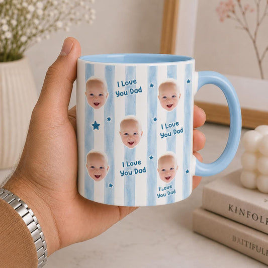 Personalised Baby Face Mug, Daddy Mummy Mug, Photo Mug, Birthday Mugs, Gift for New Dad, Grandad Gift With Kids Photo, Best Uncle Auntie