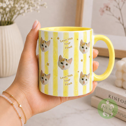 Personalised Cat Face Mug, Pet Mug, Parents Coffee, Birthday Mugs, Gift for Dad, Gift for Mum with Photo, Memorial Gift, Christmas Gift