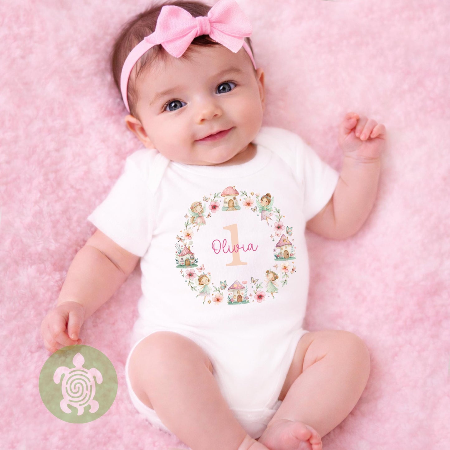 Personalised Fairy Birthday T-shirt | Custom Fairy Name Sweatshirt | Personalised Baby Vest, Sleepsuit & Bib | Floral Number Girls Gift