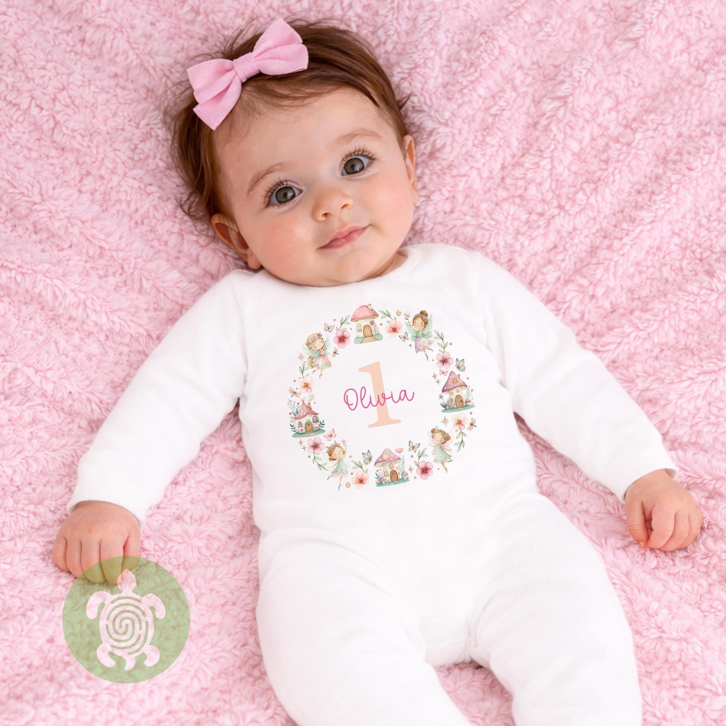 Personalised Fairy Birthday T-shirt | Custom Fairy Name Sweatshirt | Personalised Baby Vest, Sleepsuit & Bib | Floral Number Girls Gift