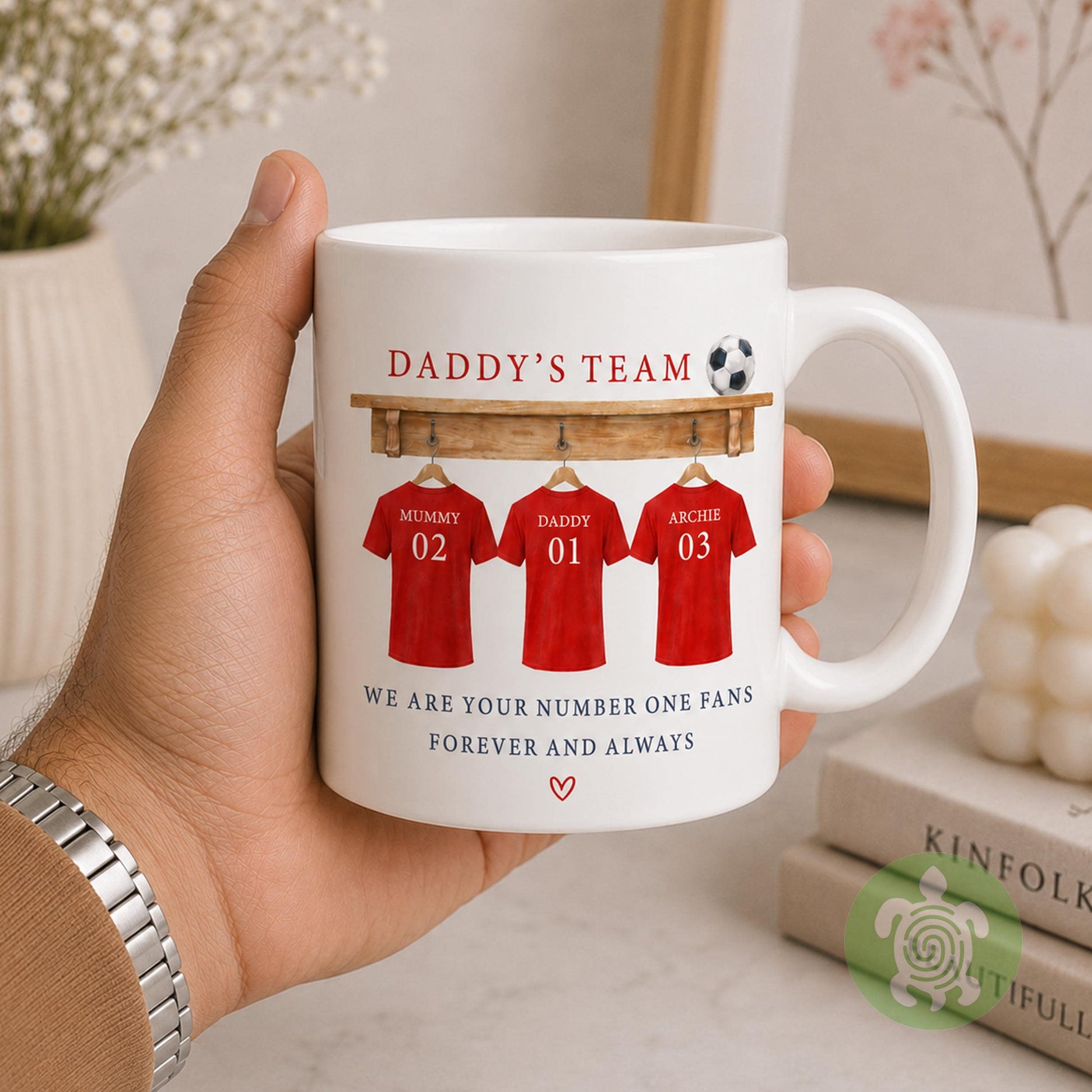 Personalised Dad's Team Football Mug, Daddy Football Shirt, Gift For Dad, Footy Present, Football Team Gift, Father's Day, Birthday Daddy