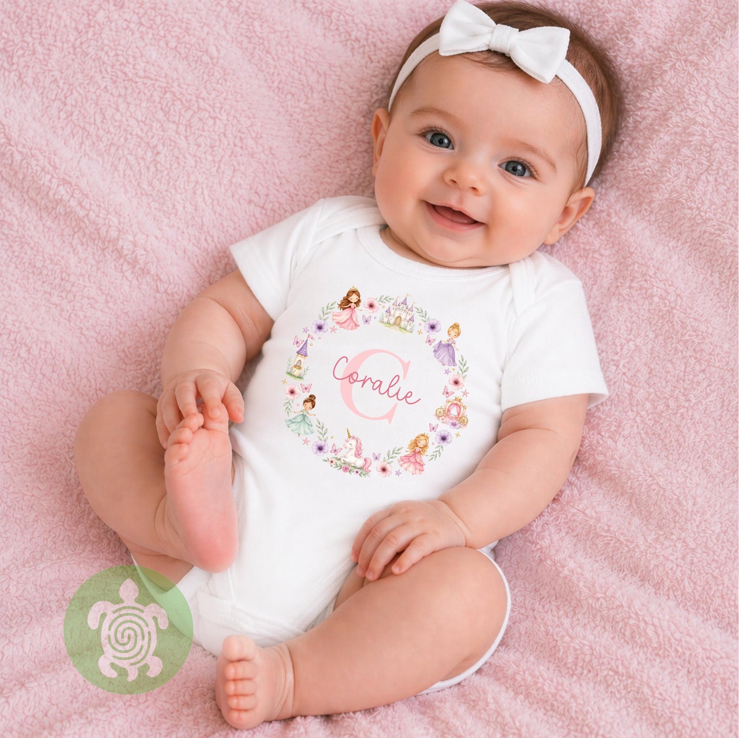 Personalised Princess T-shirt | Custom Princess Name Sweatshirt | Personalised Baby Vest, Sleepsuit & Bib | Floral Initial Girls Gift