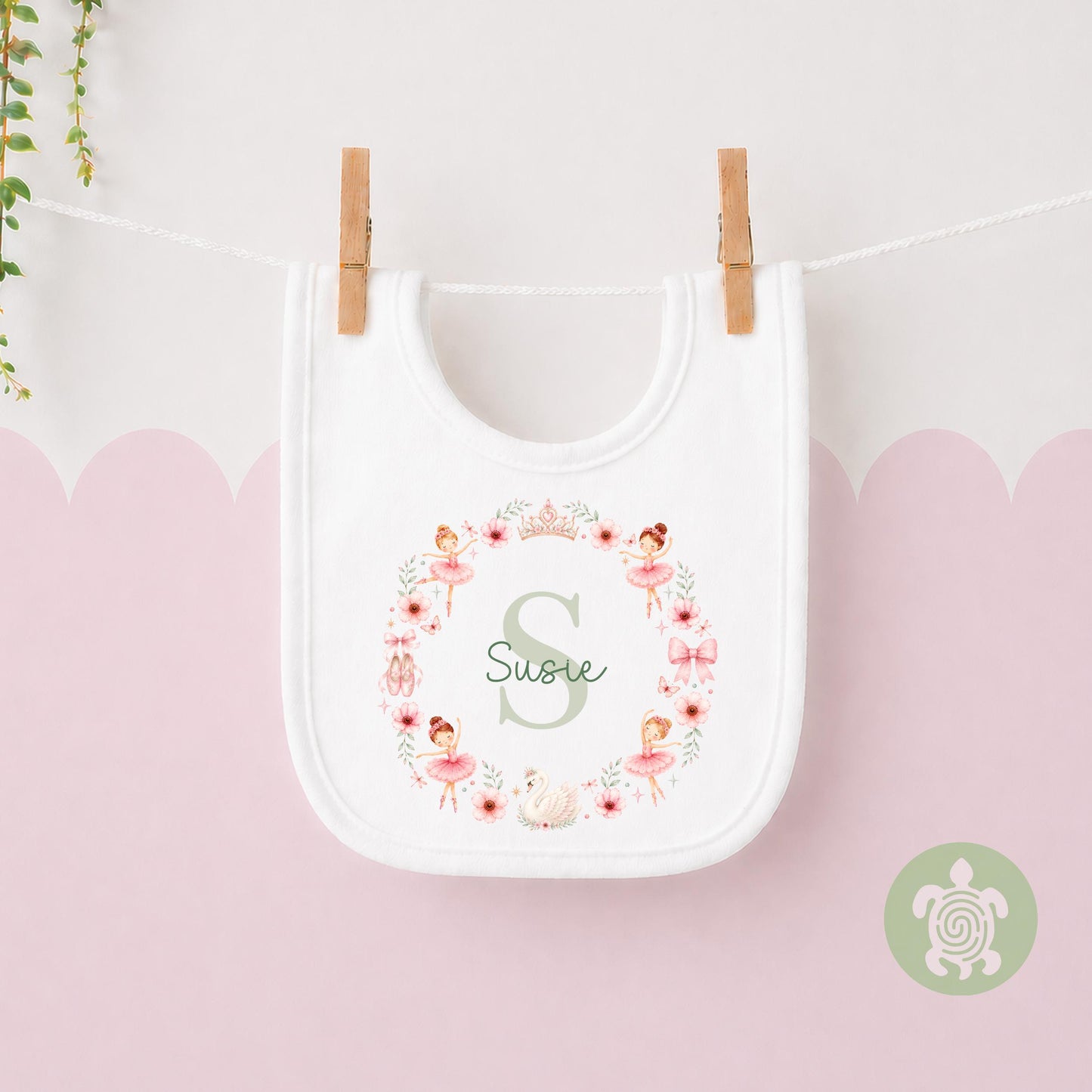 Personalised Ballerina T-shirt | Custom Ballerina Name Sweatshirt | Personalised Baby Vest, Sleepsuit & Bib | Floral Initial Girls Gift
