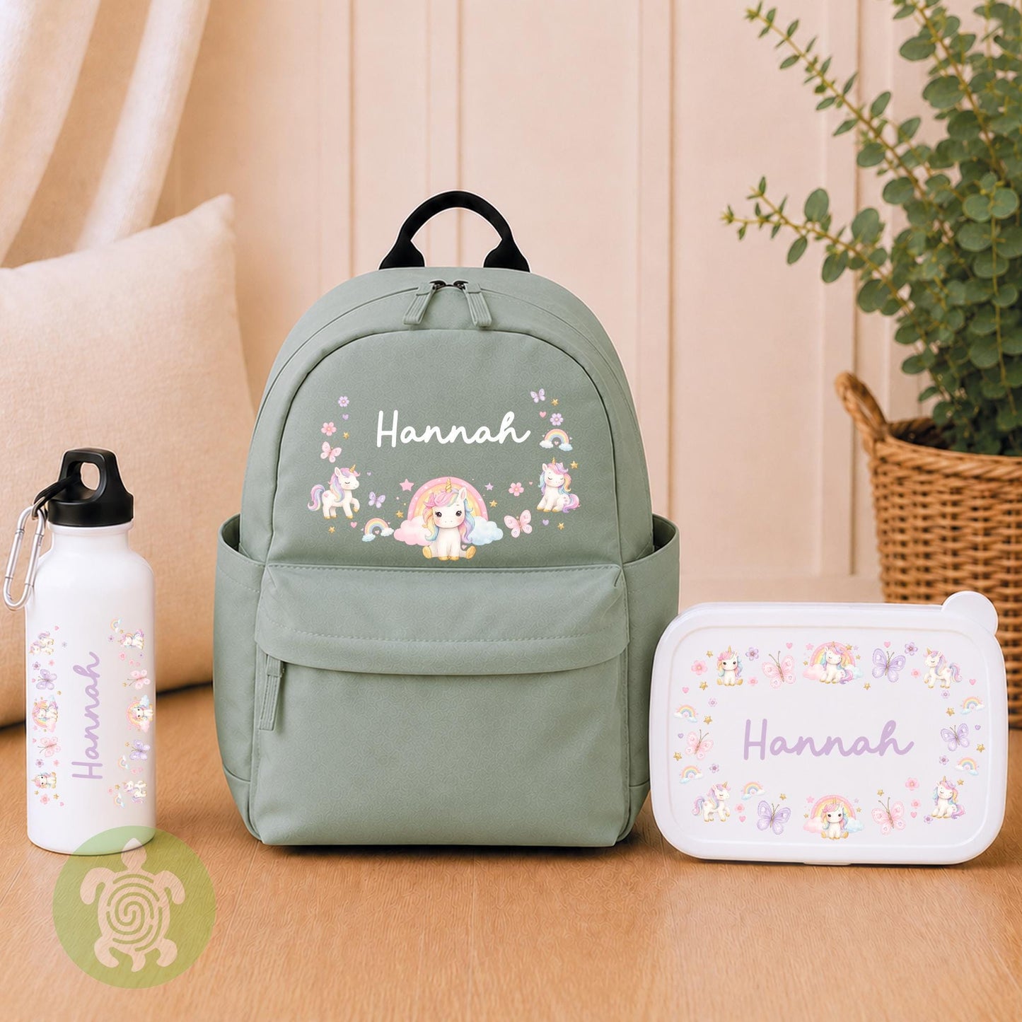 Personalised Girly themed Rucksack, Snack Box & Water Bottle Set, Back to School, Girls Lunch Box, Kids Water Bottles, Children's Bag