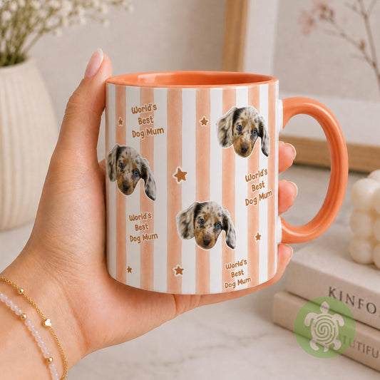 Personalised Dog Face Mug, Pet Mug, Parents Coffee, Birthday Mugs, Gift for Dad, Gift for Mum with Photo, Memorial Gift, Christmas Gift