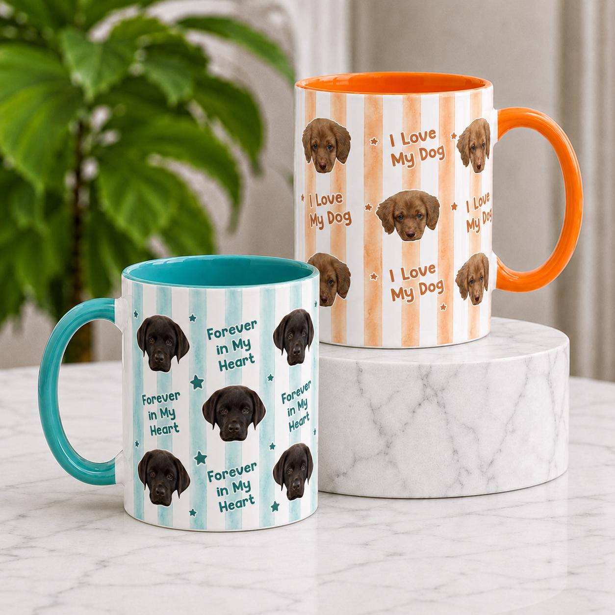 Personalised Dog Face Mug, Pet Mug, Parents Coffee, Birthday Mugs, Gift for Dad, Gift for Mum with Photo, Memorial Gift, Christmas Gift