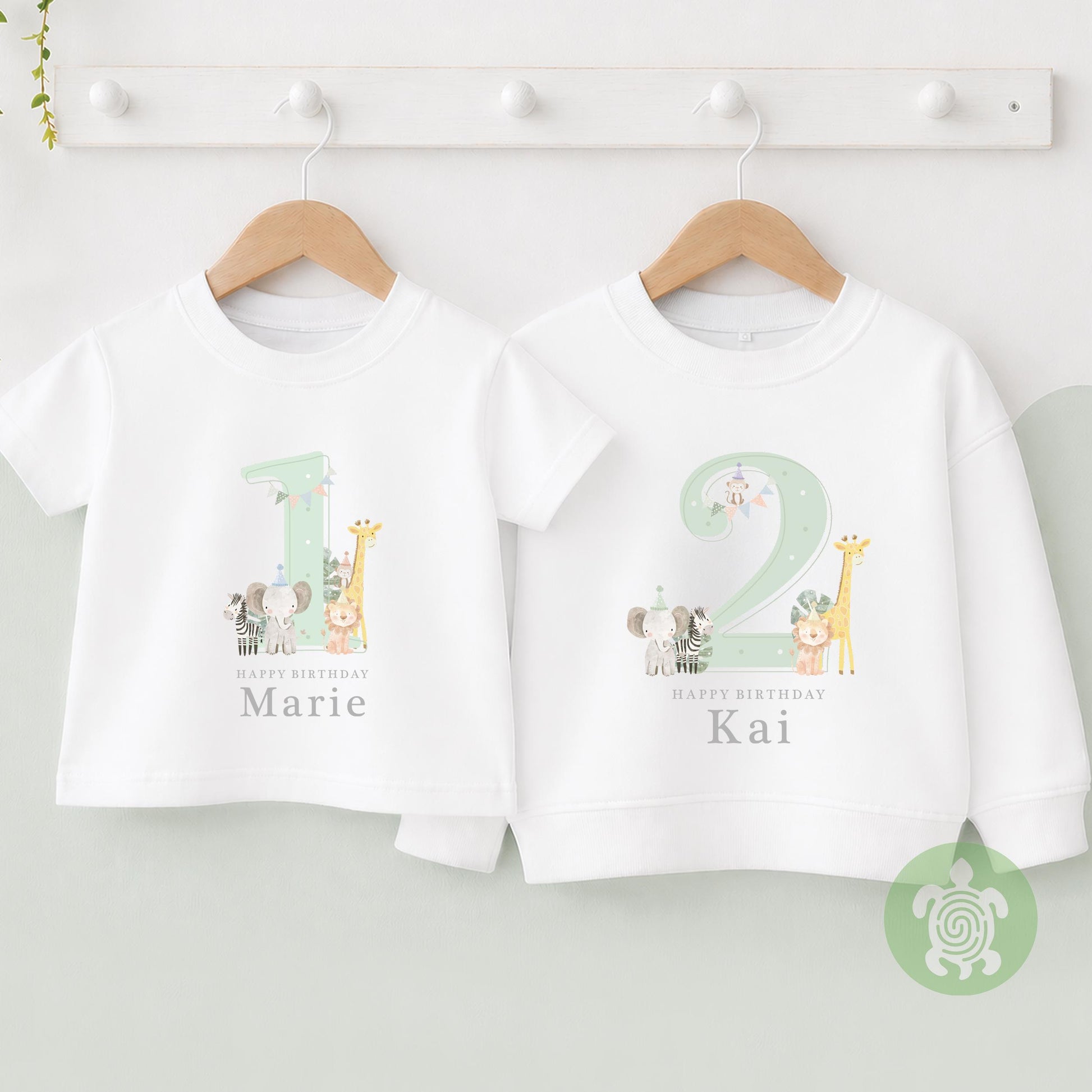 Safari Green Shadow Happy Birthday Party T-shirt Top, Personalised 1st 2nd 3rd Birthday design, Birthday Outfit, First Second Birthday Tee