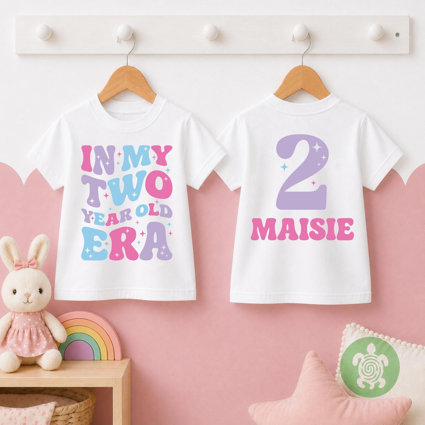 Pink Stars In My Year Old Era Any Age T-shirt, Personalised Birthday Design