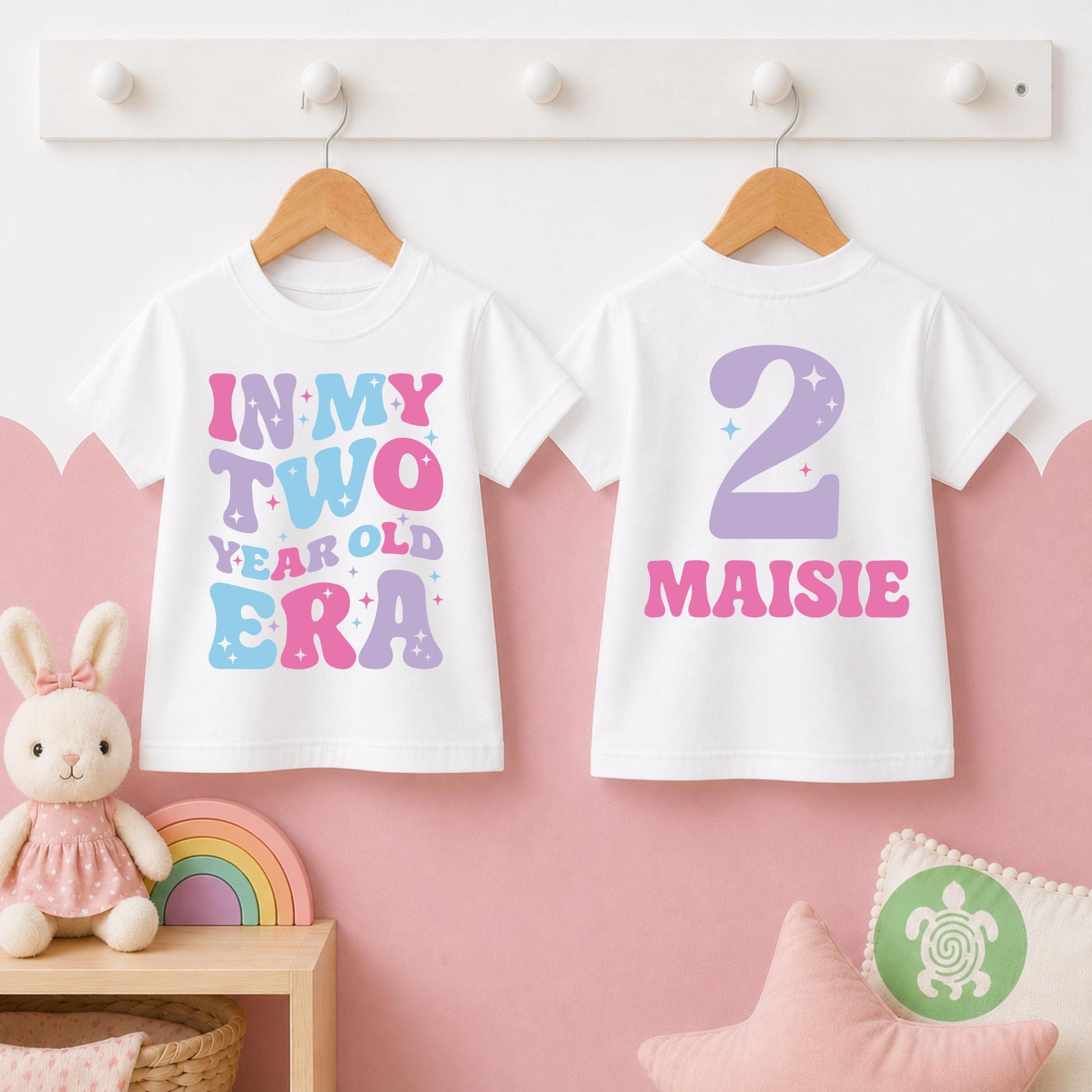 Pink Stars In My Year Old Era Any Age T-shirt, Personalised Birthday Design