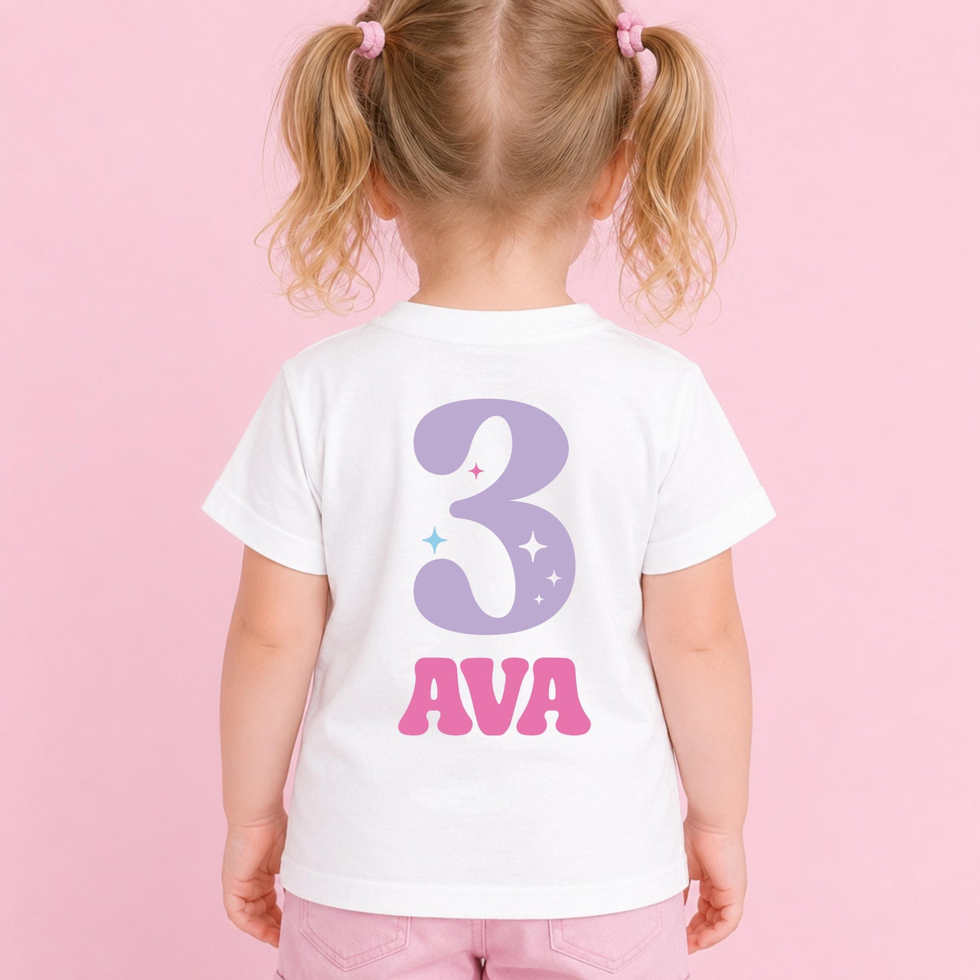 Pink Stars In My Year Old Era Any Age T-shirt, Personalised Birthday Design