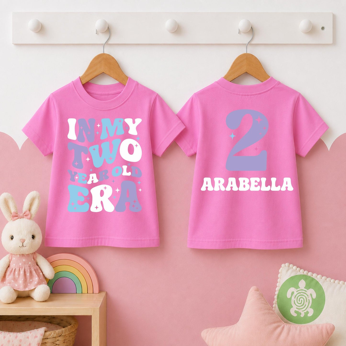 Pink Stars In My Year Old Era Any Age T-shirt, Personalised Birthday Design