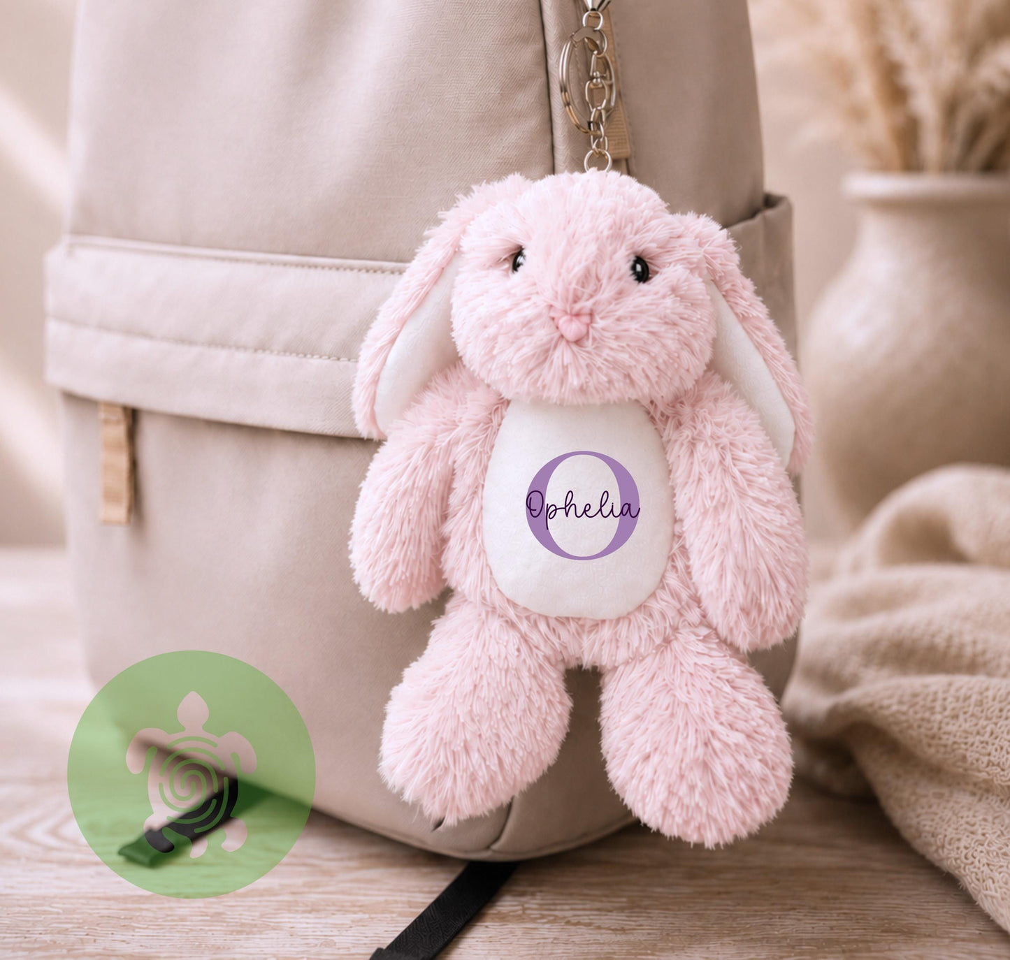 Personalised Bunny Keyring | Custom Plush Rabbit Bag Charm | Personalised Backpack Accessory | Nursery School Bag Charm | Baby Shower Gift