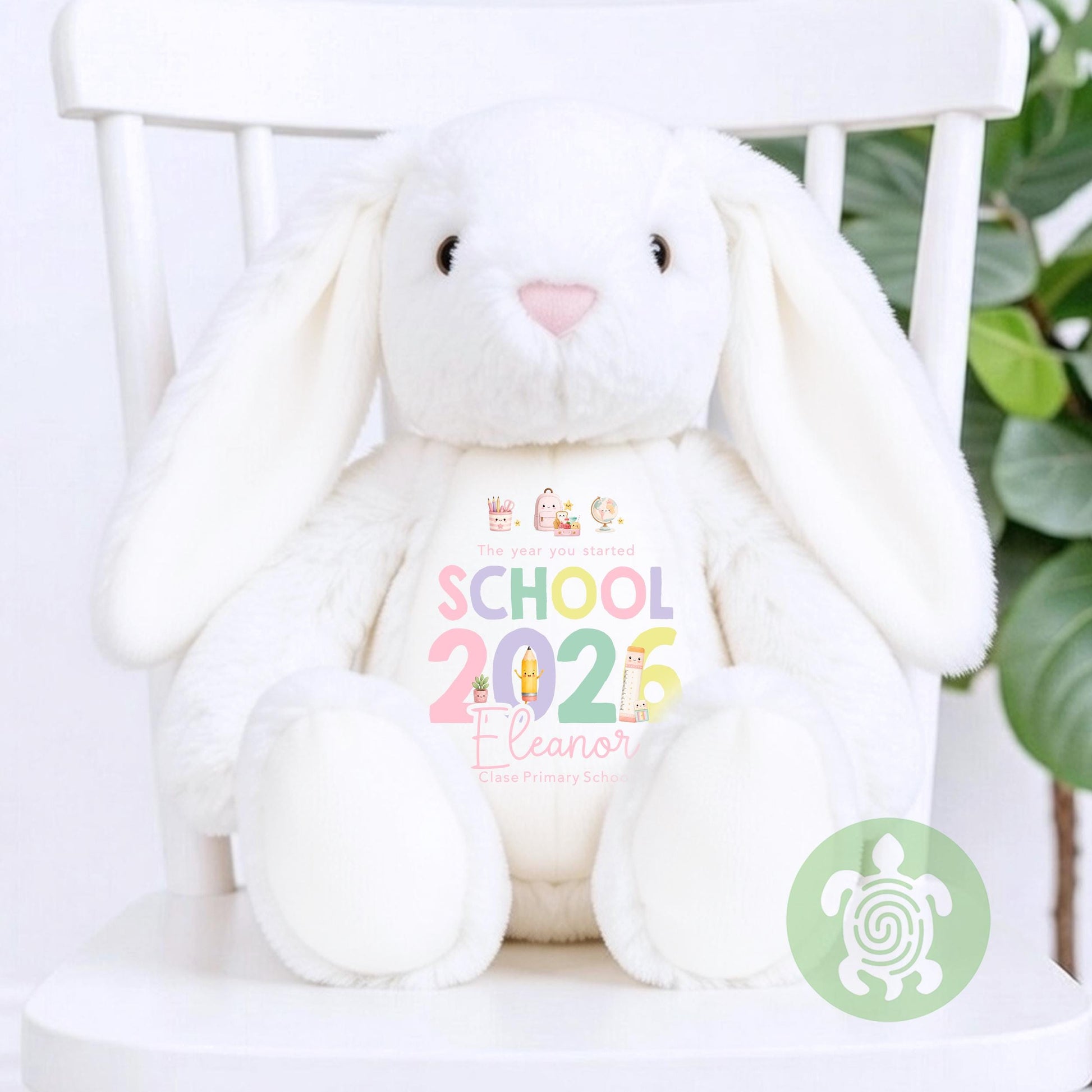 Personalised Pink First Day of School Bunny, Nursery Teddy, Custom School Teddy, Back to School, First Day of Nursery, School Gift