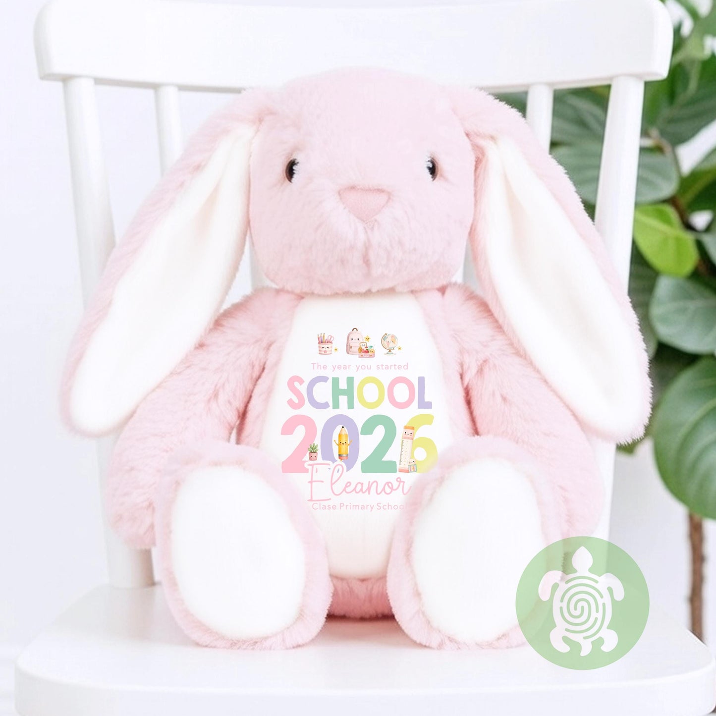 Personalised Pink First Day of School Bunny, Nursery Teddy, Custom School Teddy, Back to School, First Day of Nursery, School Gift