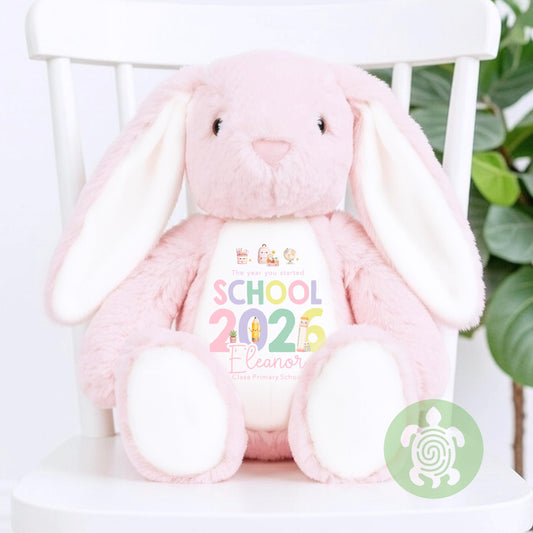 Personalised Pink First Day of School Bunny, Nursery Teddy, Custom School Teddy, Back to School, First Day of Nursery, School Gift