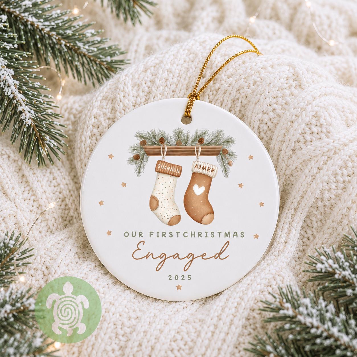 Personalised Couples First Christmas Ornament, Ceramic Bauble, 1st Xmas Married, Engaged, Together, Keepsake 2025, Just Married, New Parents
