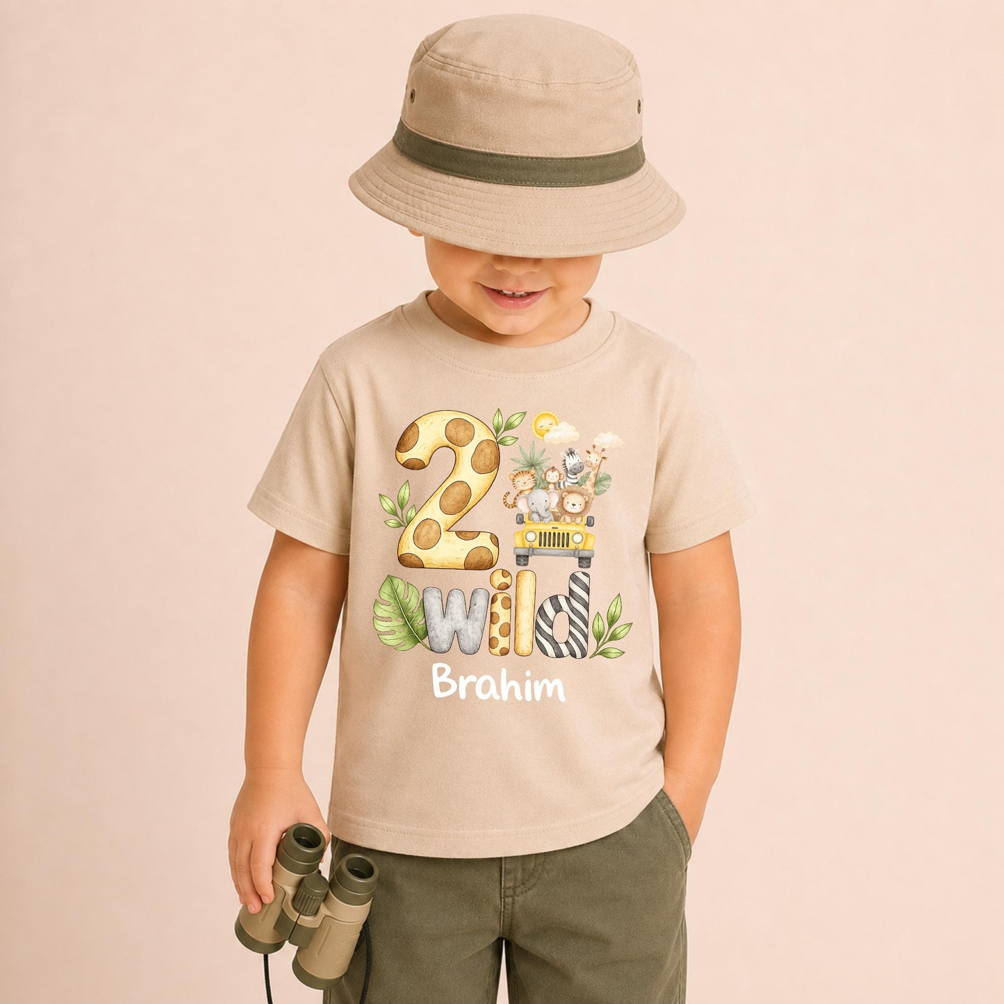 Jeep Safari 2 Wild Second Birthday T-shirt, Personalised Name Birthday Design